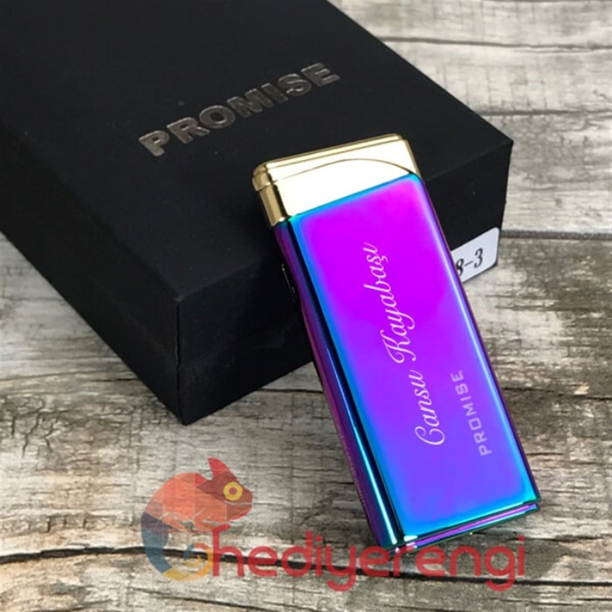 Promise Markalı İsme Özel Pürmüz Alevli İnce Tasarım Pembe Çakmak​
