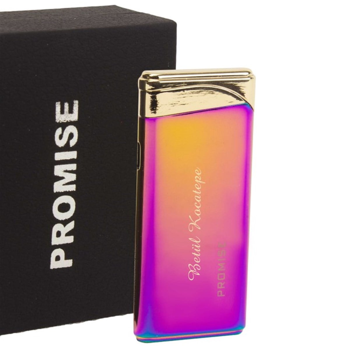 Promise Markalı İsme Özel Pürmüz Alevli İnce Tasarım Pembe Çakmak​