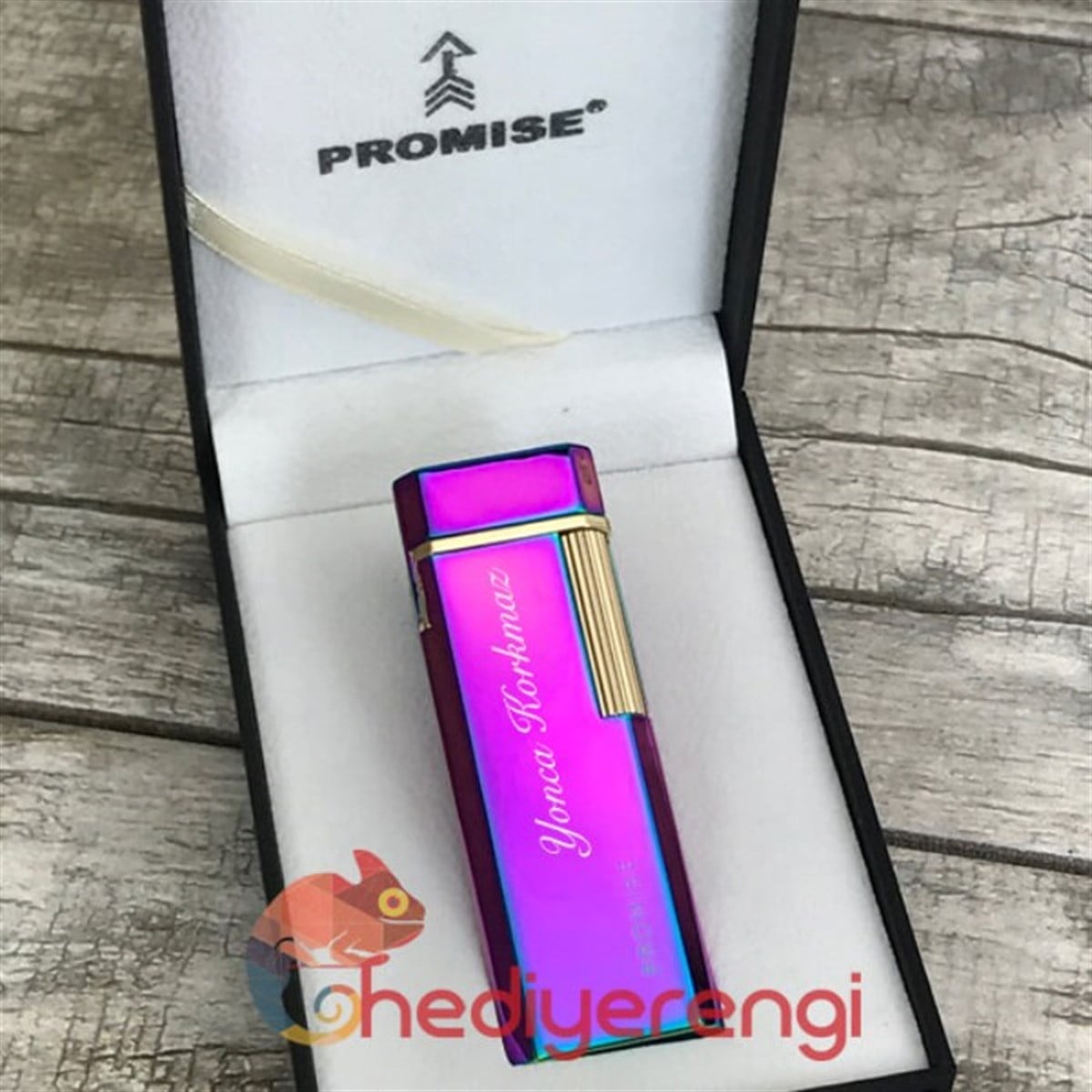 Promise Markalı İsme Özel Yandan Çaklı İnce Tasarım Pembe Çakmak​