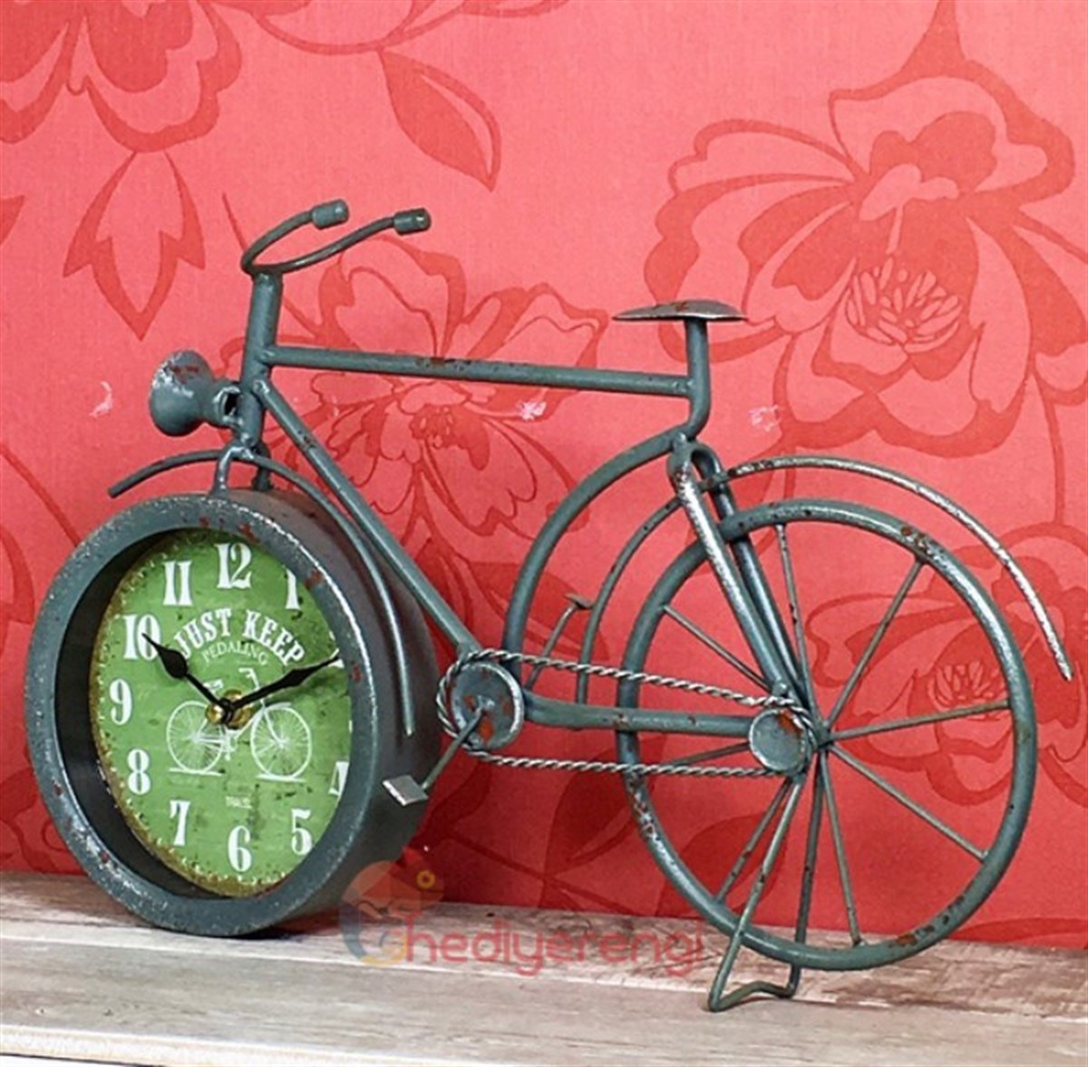 Retro Tasarımlı Nostaljik Metal Bisiklet Saat Model 2