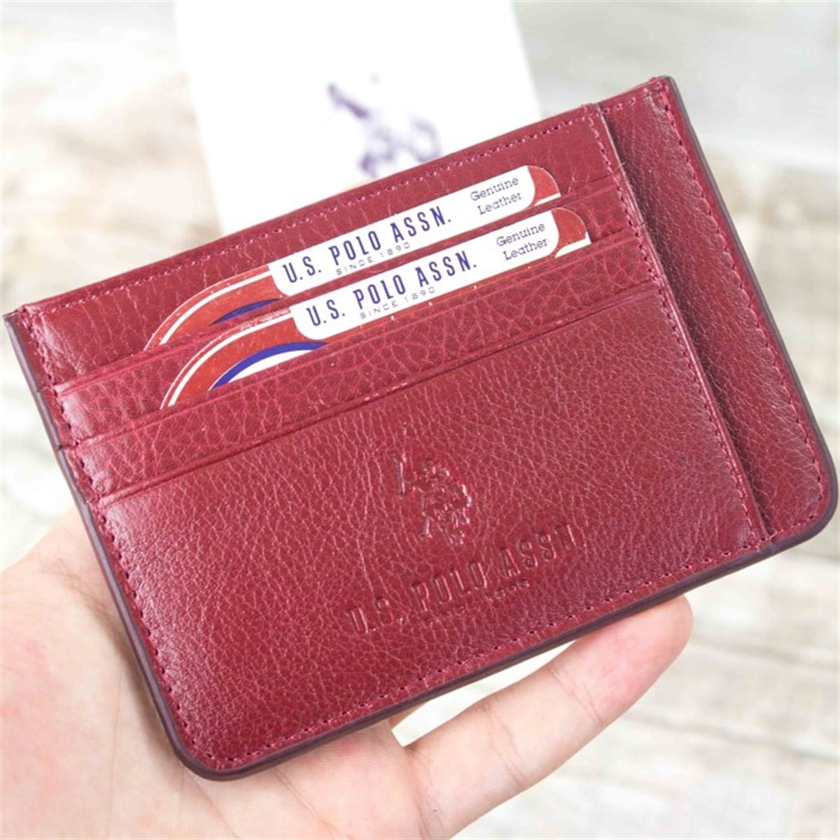 U.S. Polo Assn. İsme Özel Bordo Kartlıklı Cüzdan ve Siyah Kemer Hediye Seti PLCUZ7670