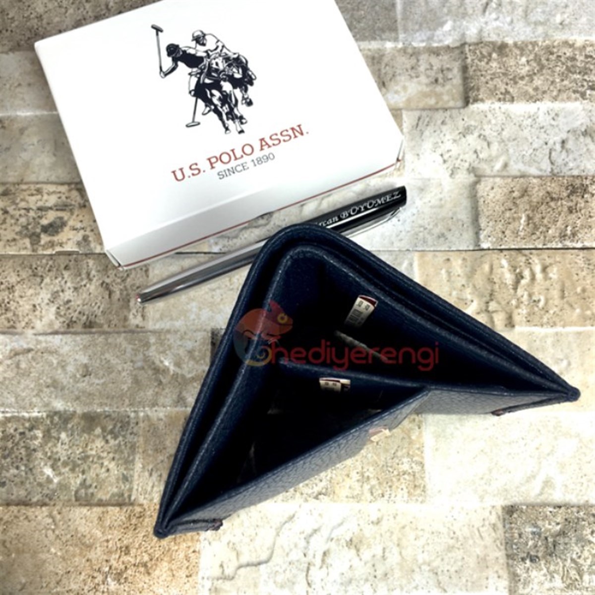 U.S. Polo Assn. İsme Özel Dik Deri Cüzdan Lacivert PLCUZ7618
