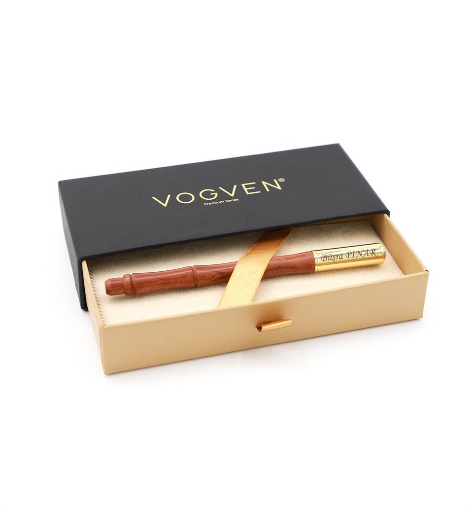 Vogven Marka İsme Özel Bambu Gövdeli Metal Roller Kalem