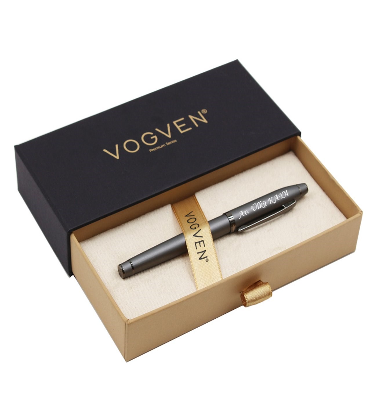 Vogven Marka İsme Özel Gold Detaylı Premium Roller Kalem