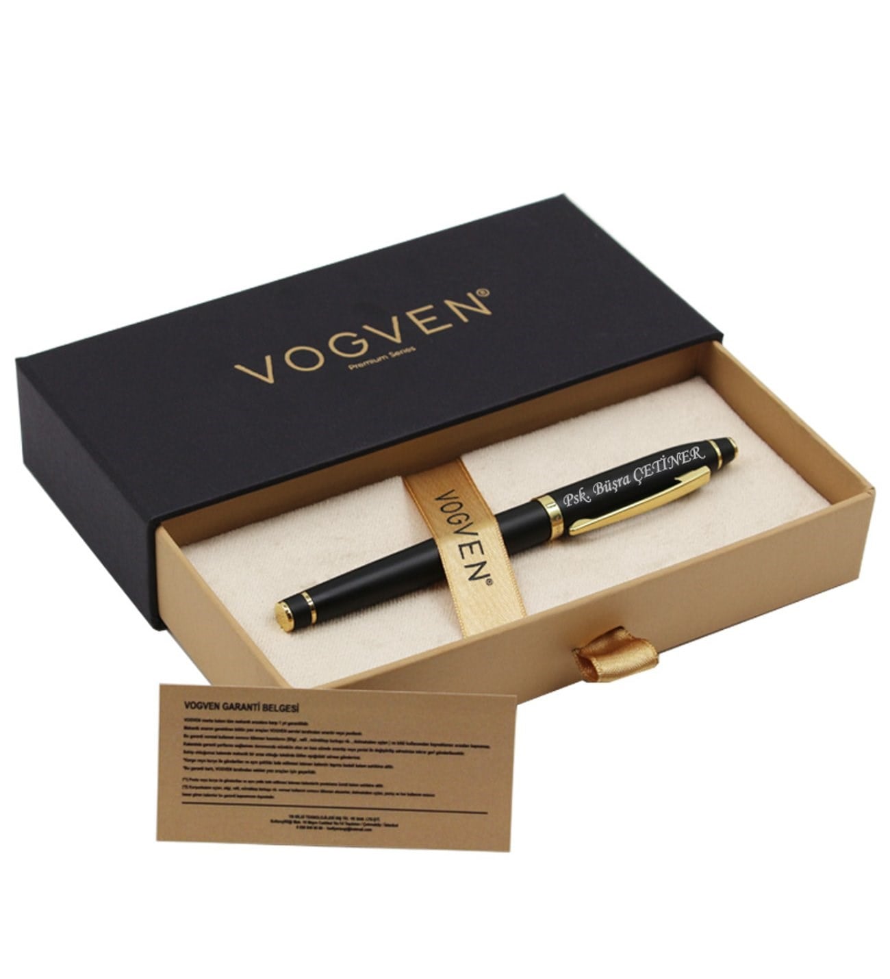 Vogven Marka İsme Özel Gold Detaylı Premium Roller Kalem