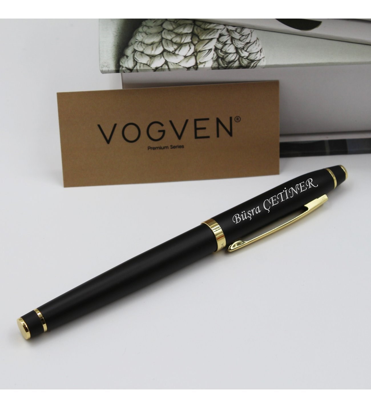 Vogven Marka İsme Özel Gold Detaylı Premium Roller Kalem