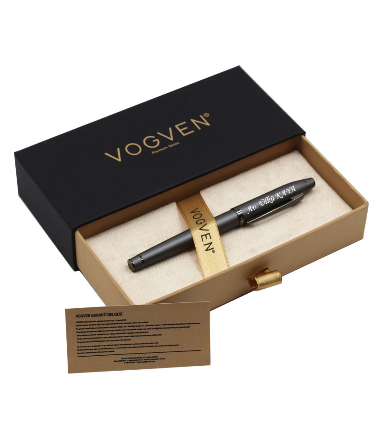 Vogven Marka İsme Özel Gold Detaylı Premium Roller Kalem