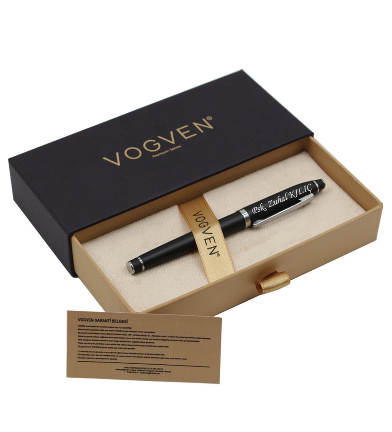 Vogven Marka İsme Özel Gold Detaylı Premium Roller Kalem