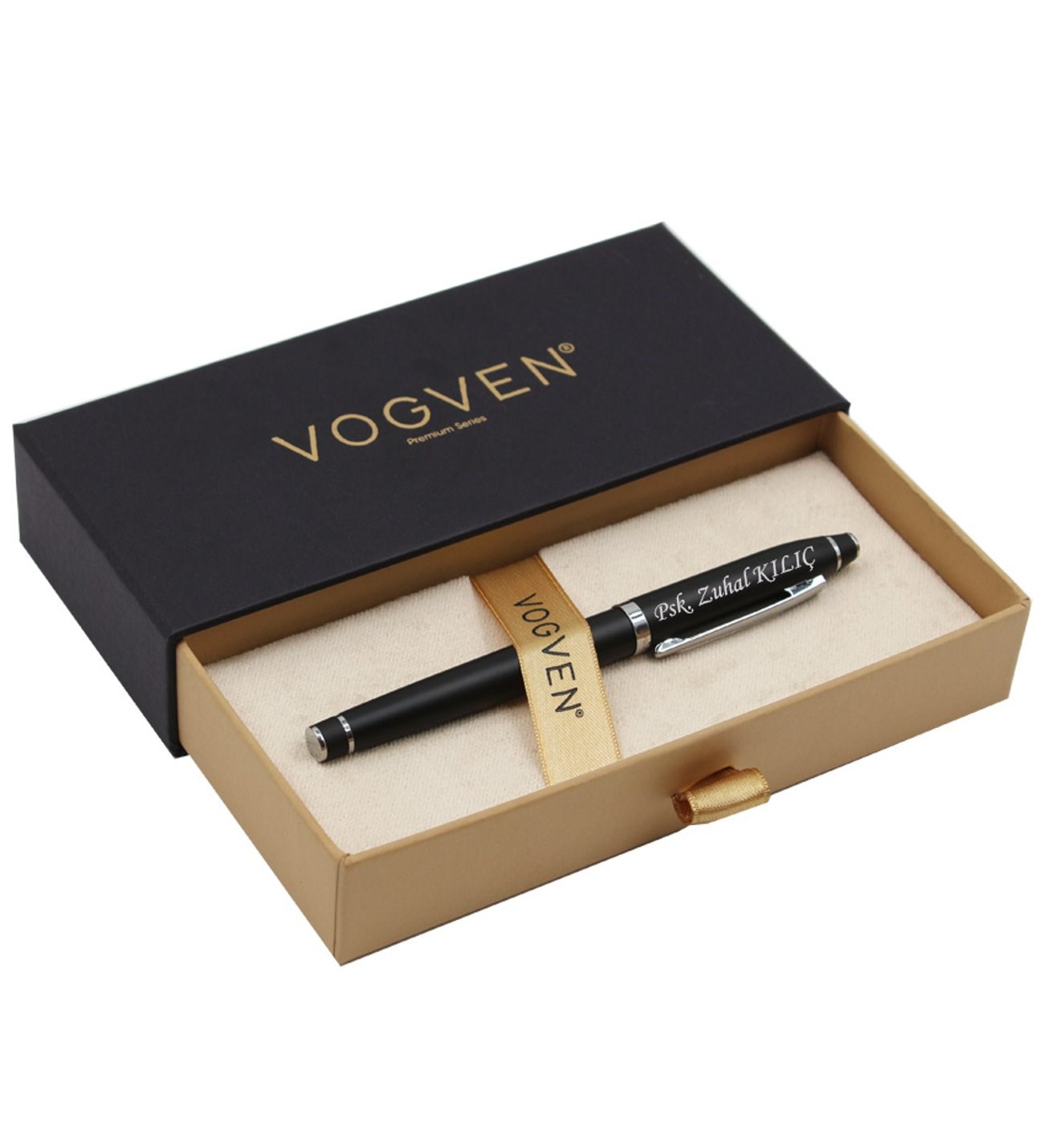Vogven Marka İsme Özel Gold Detaylı Premium Roller Kalem