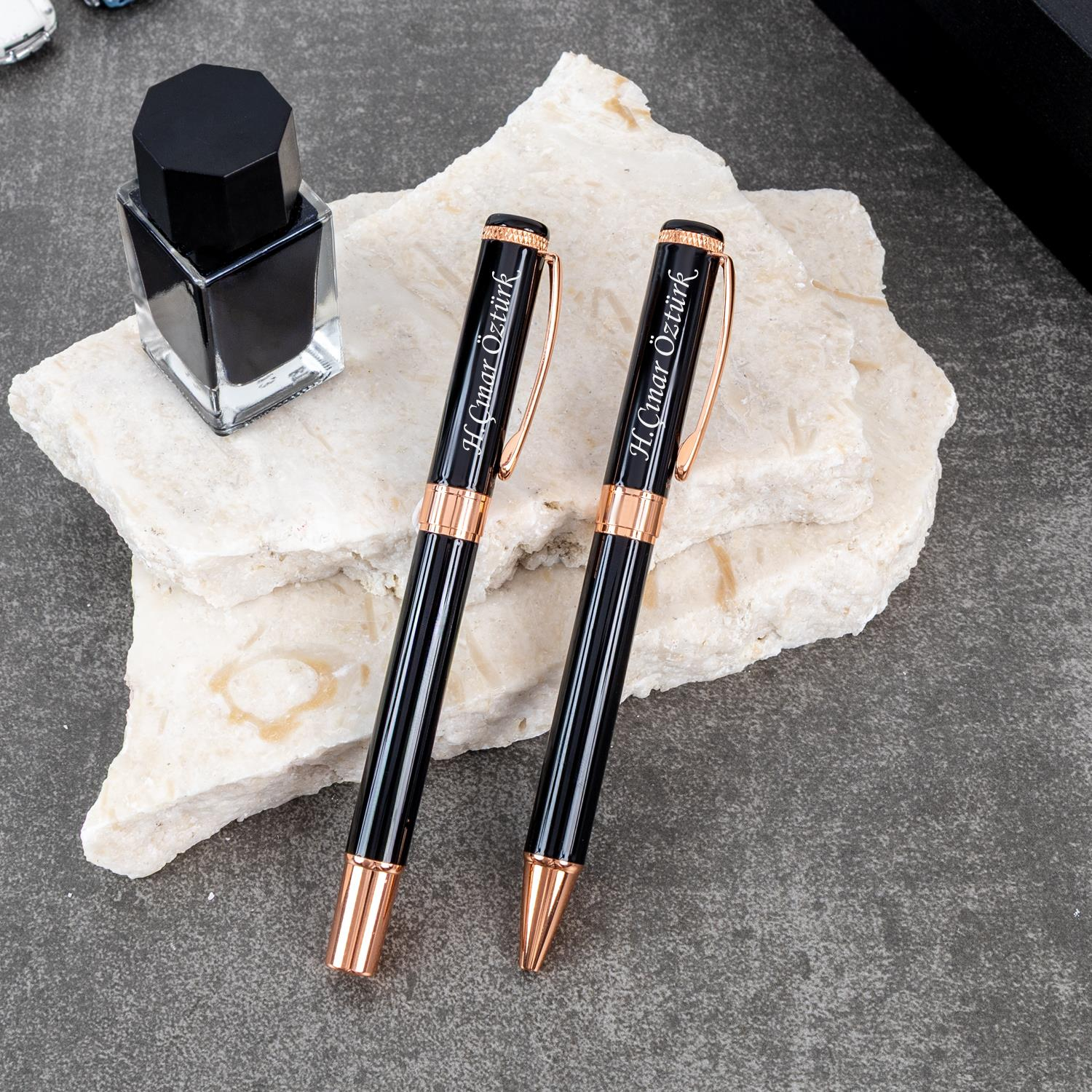 Vogven Marka İsme Özel Lüx Dolma Tükenmez Kalem ve Mürekkep Seti