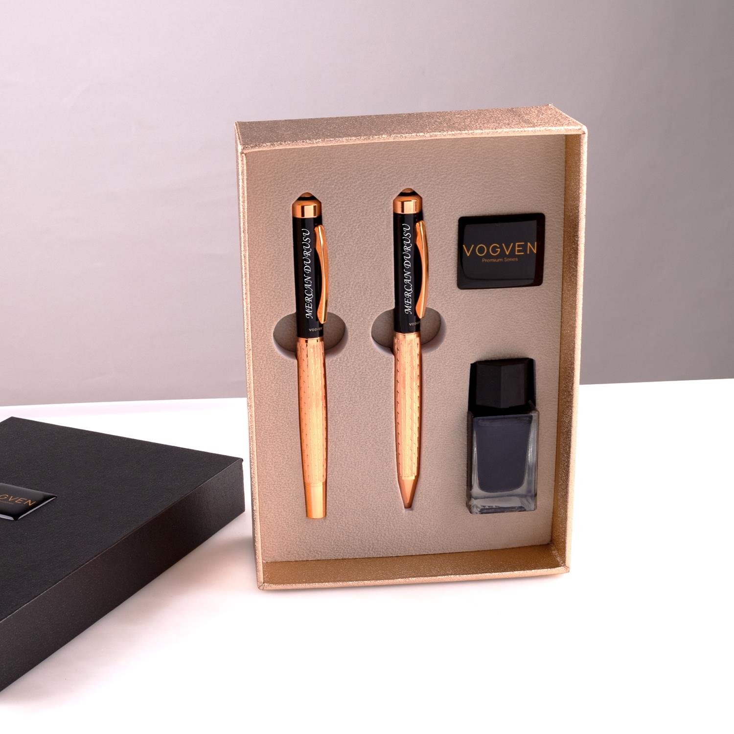 Vogven Marka İsme Özel Lüx Dolma Tükenmez Kalem ve Mürekkep Seti