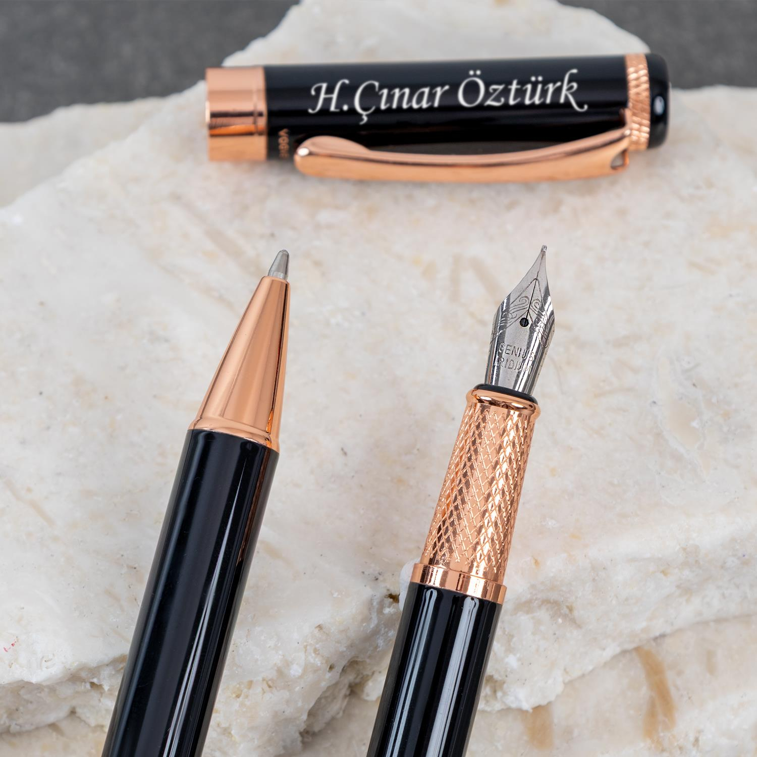 Vogven Marka İsme Özel Lüx Dolma Tükenmez Kalem ve Mürekkep Seti