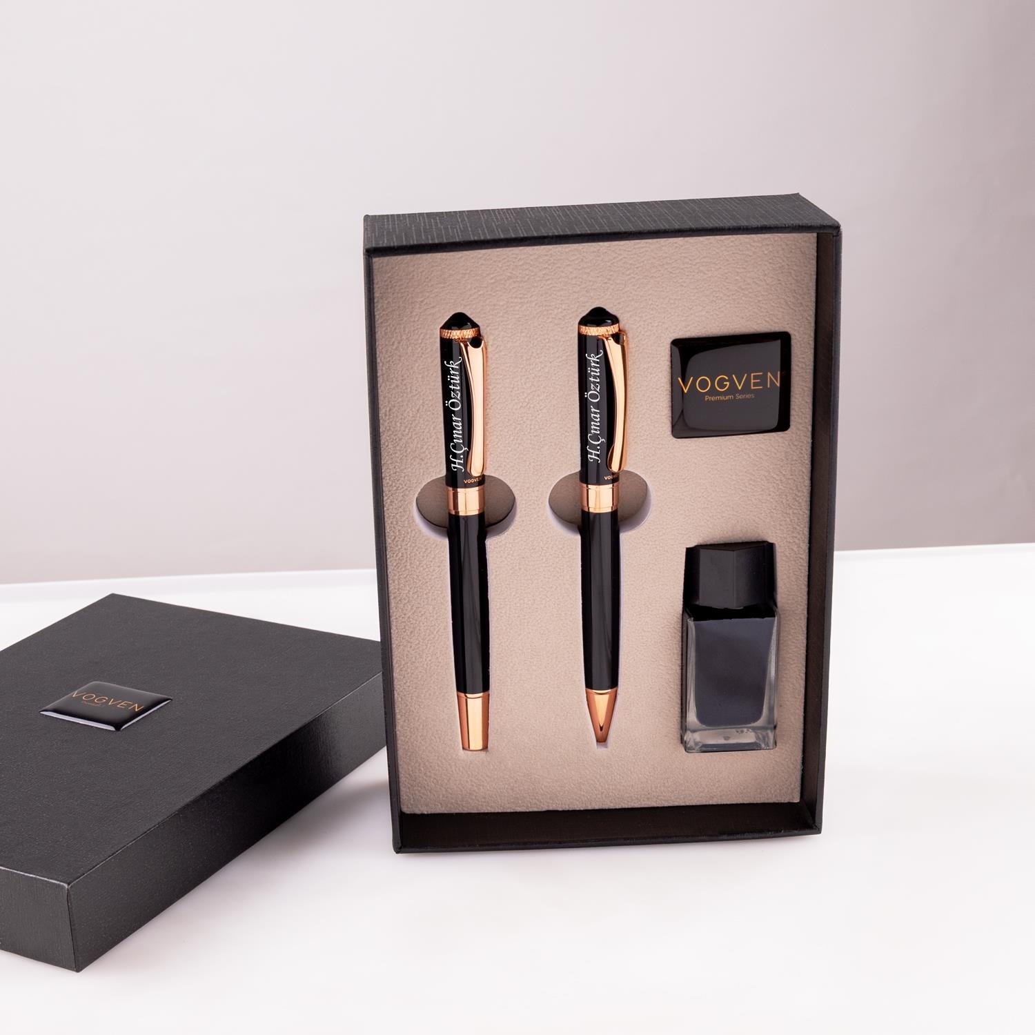 Vogven Marka İsme Özel Lüx Dolma Tükenmez Kalem ve Mürekkep Seti