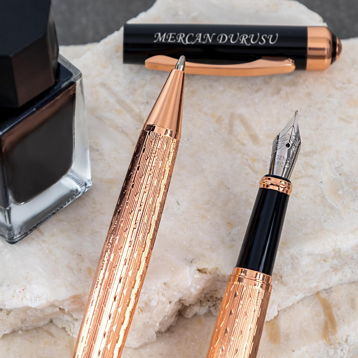 Vogven Marka İsme Özel Lüx Dolma Tükenmez Kalem ve Mürekkep Seti