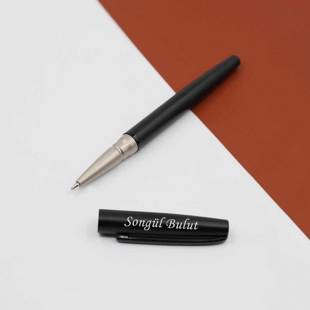 Vogven Marka İsme Özel Mat Siyah Fiber Premium Roller Kalem