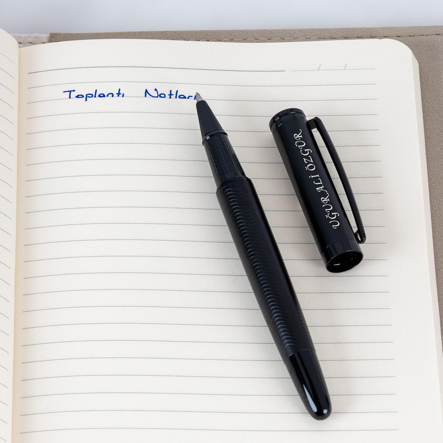 Vogven Marka İsme Özel Mat Siyah Premium Roller Kalem