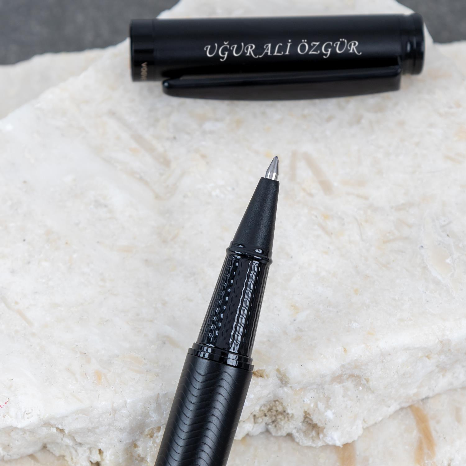 Vogven Marka İsme Özel Mat Siyah Premium Roller Kalem