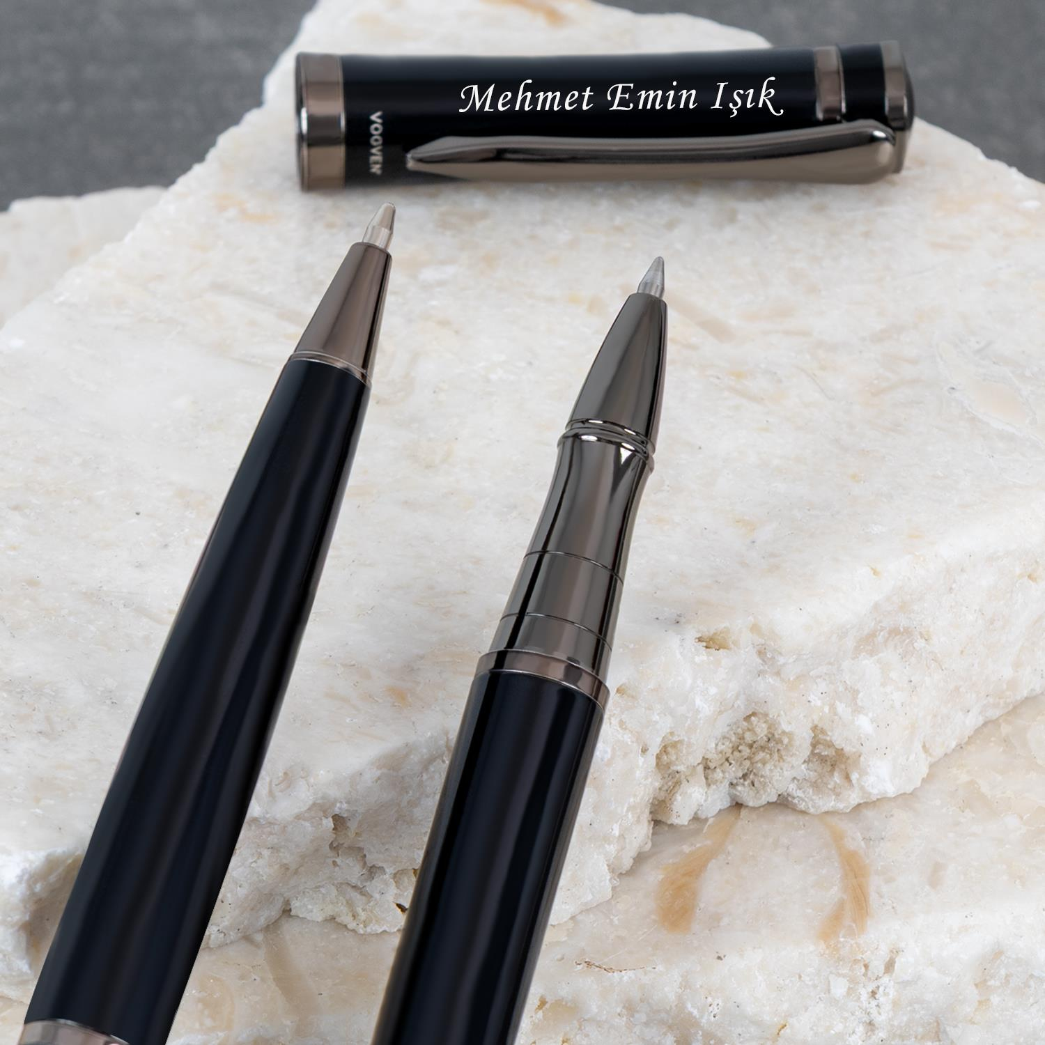 Vogven Marka İsme Özel Premium Roller ve Tükenmez Kalem Seti Tasarım Kutulu