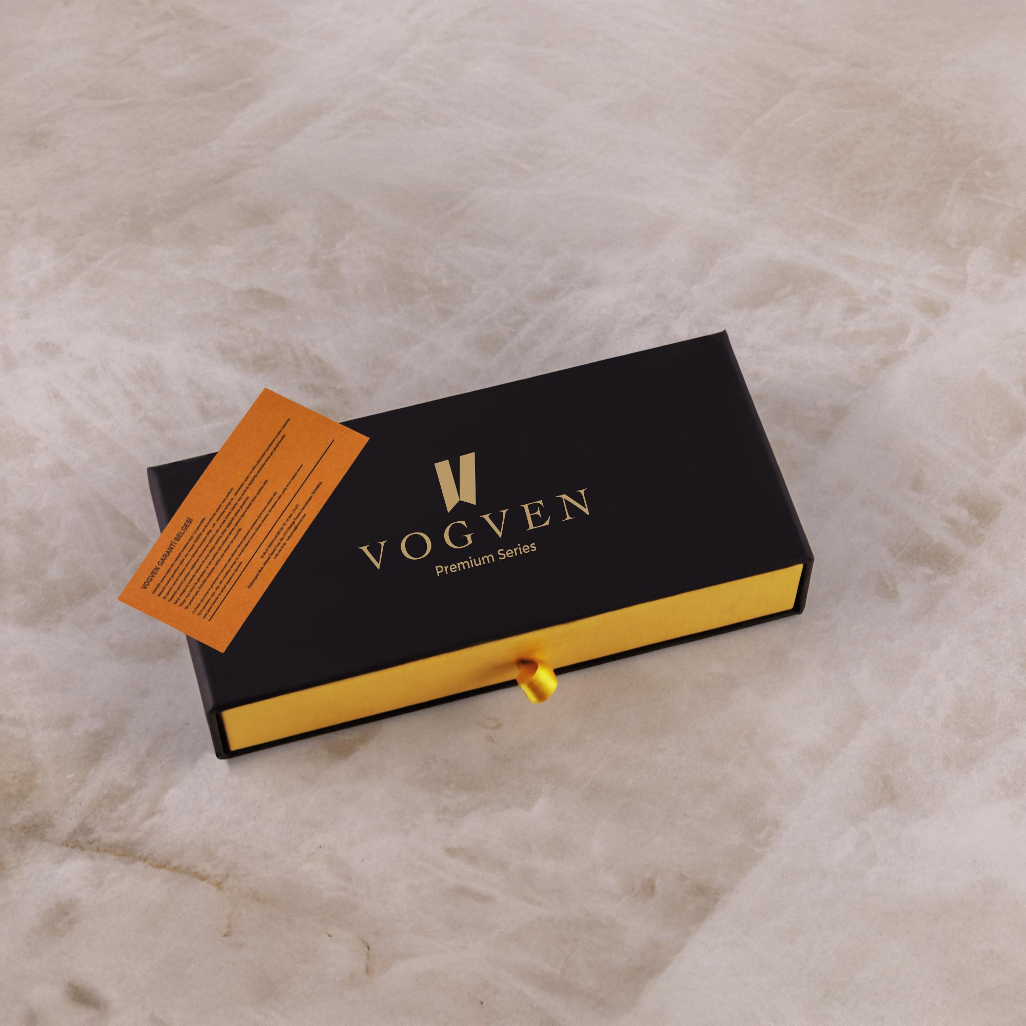 Vogven Marka İsme Özel Premium Siyah-Bakır Roller ve Tükenmez Kalem Seti