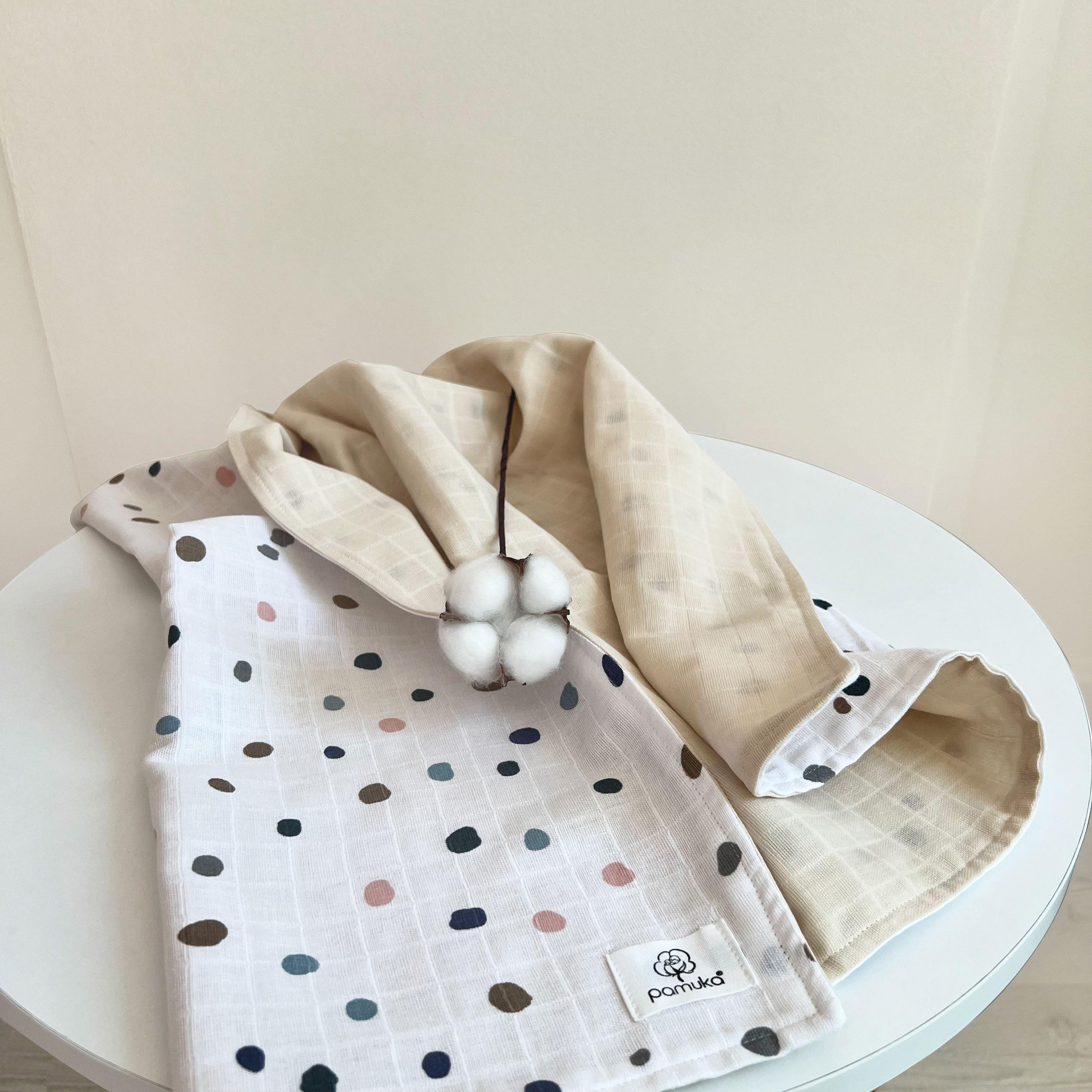 Çift Taraflı Muslin Battaniye-Puantiyeli