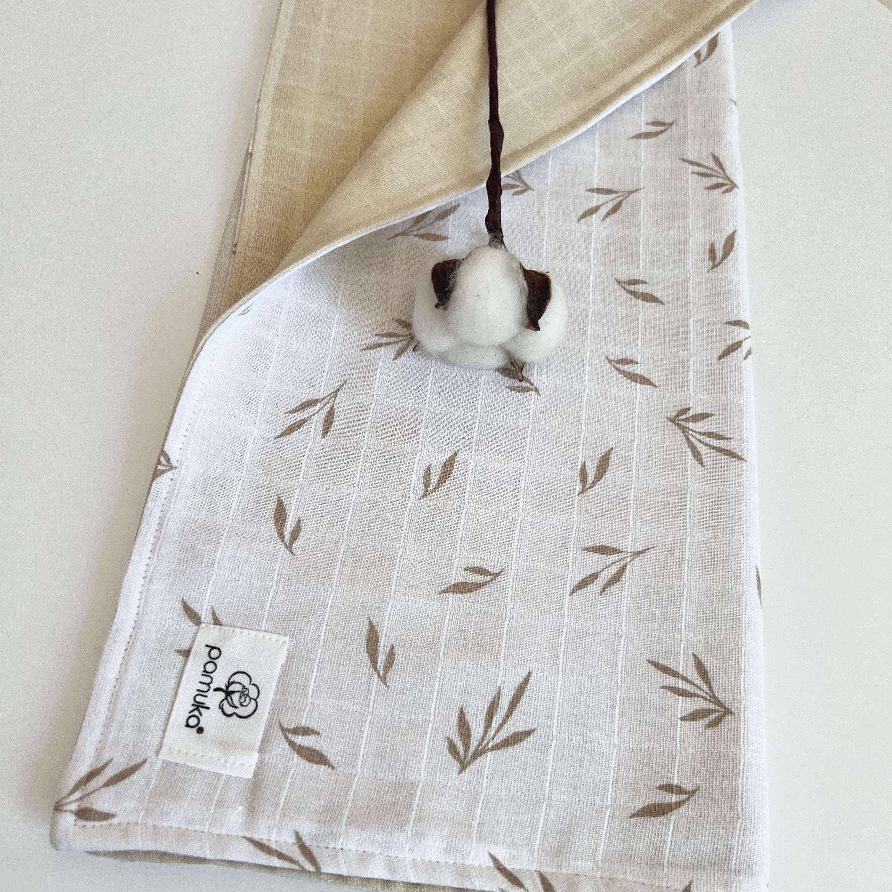 Çift Taraflı Muslin Battaniye-Yapraklı