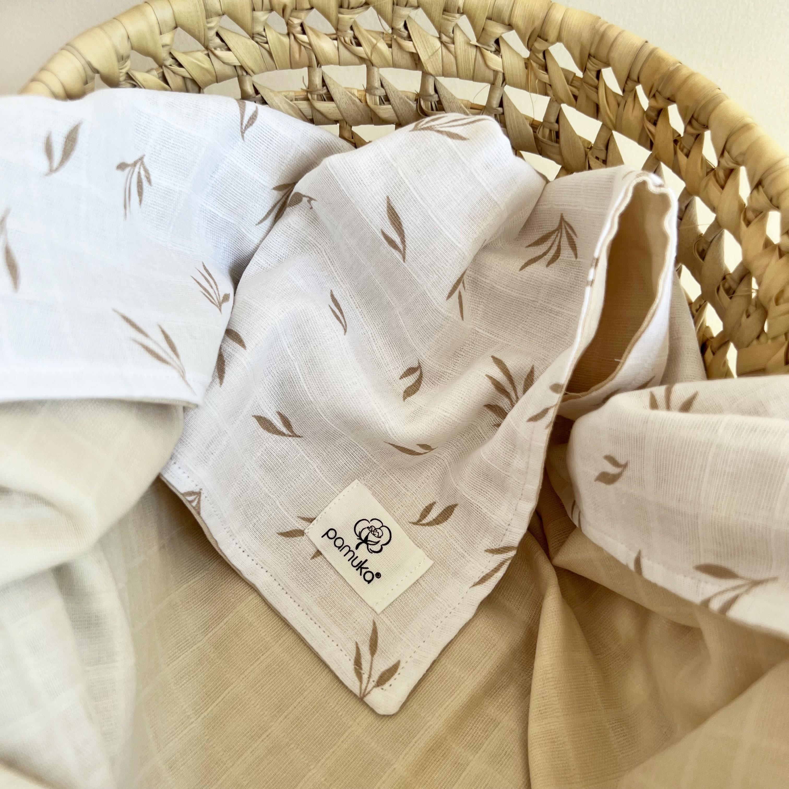 Çift Taraflı Muslin Battaniye-Yapraklı