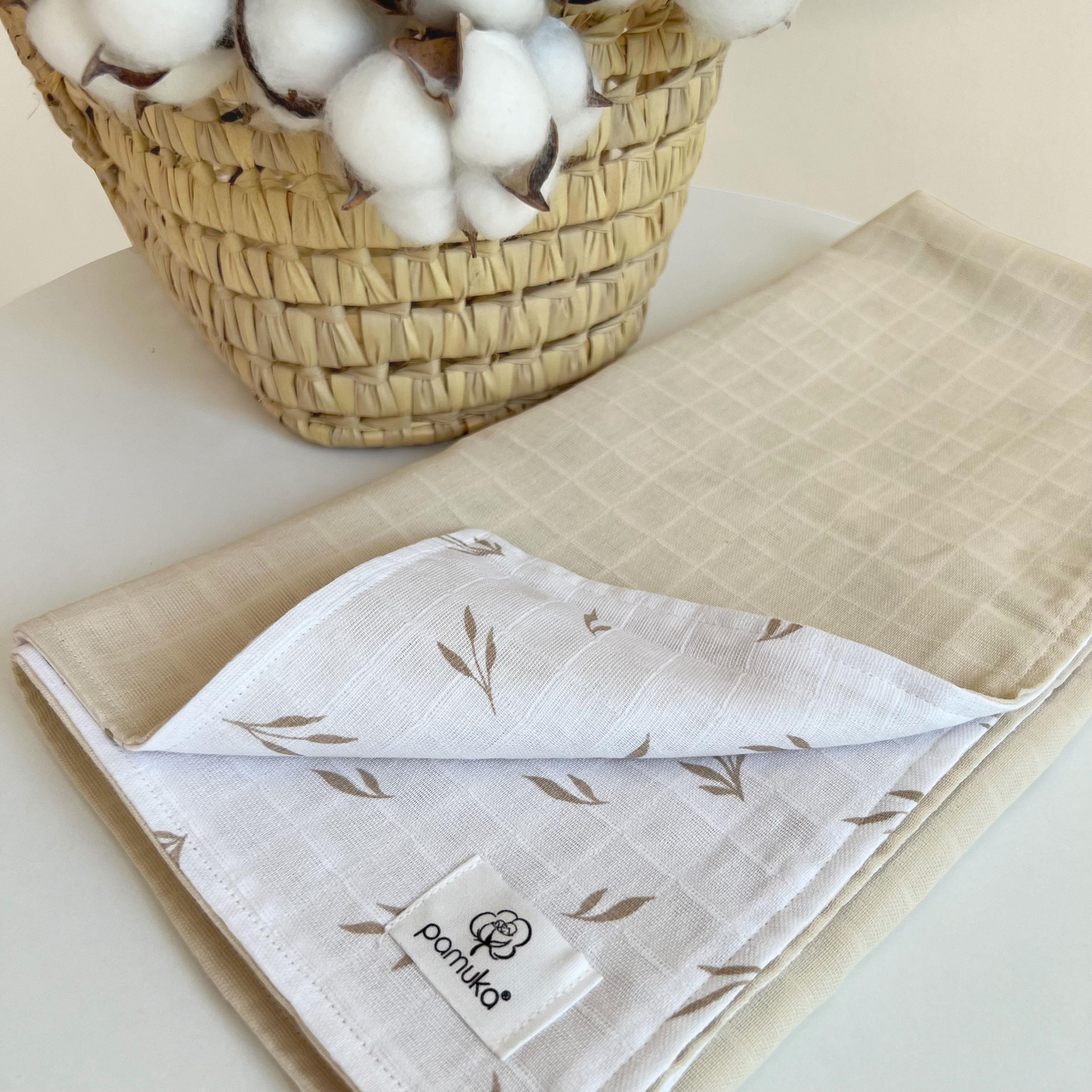 Çift Taraflı Muslin Battaniye-Yapraklı