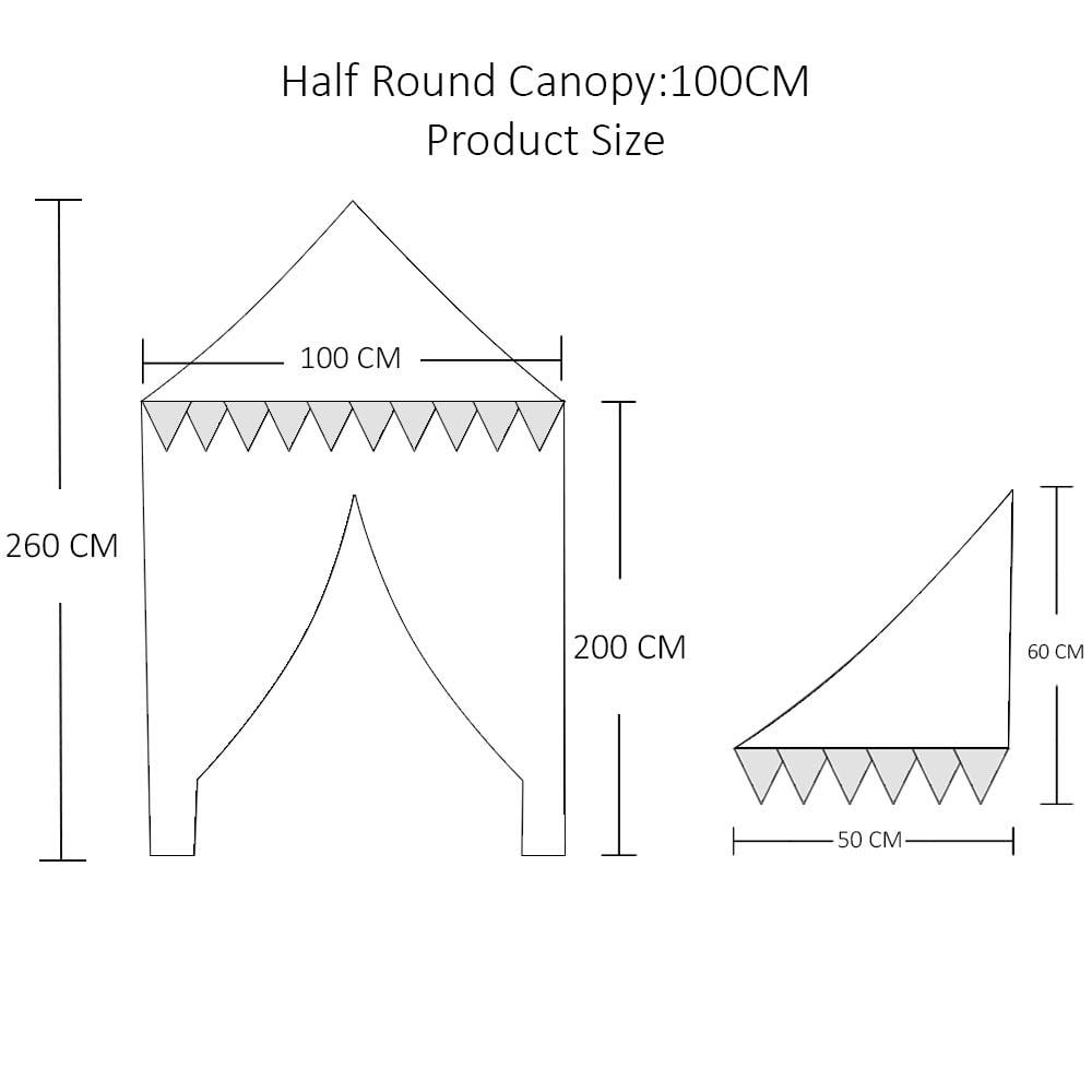  PINK- WHITE HALF ROUND CANOPY - 100 CM