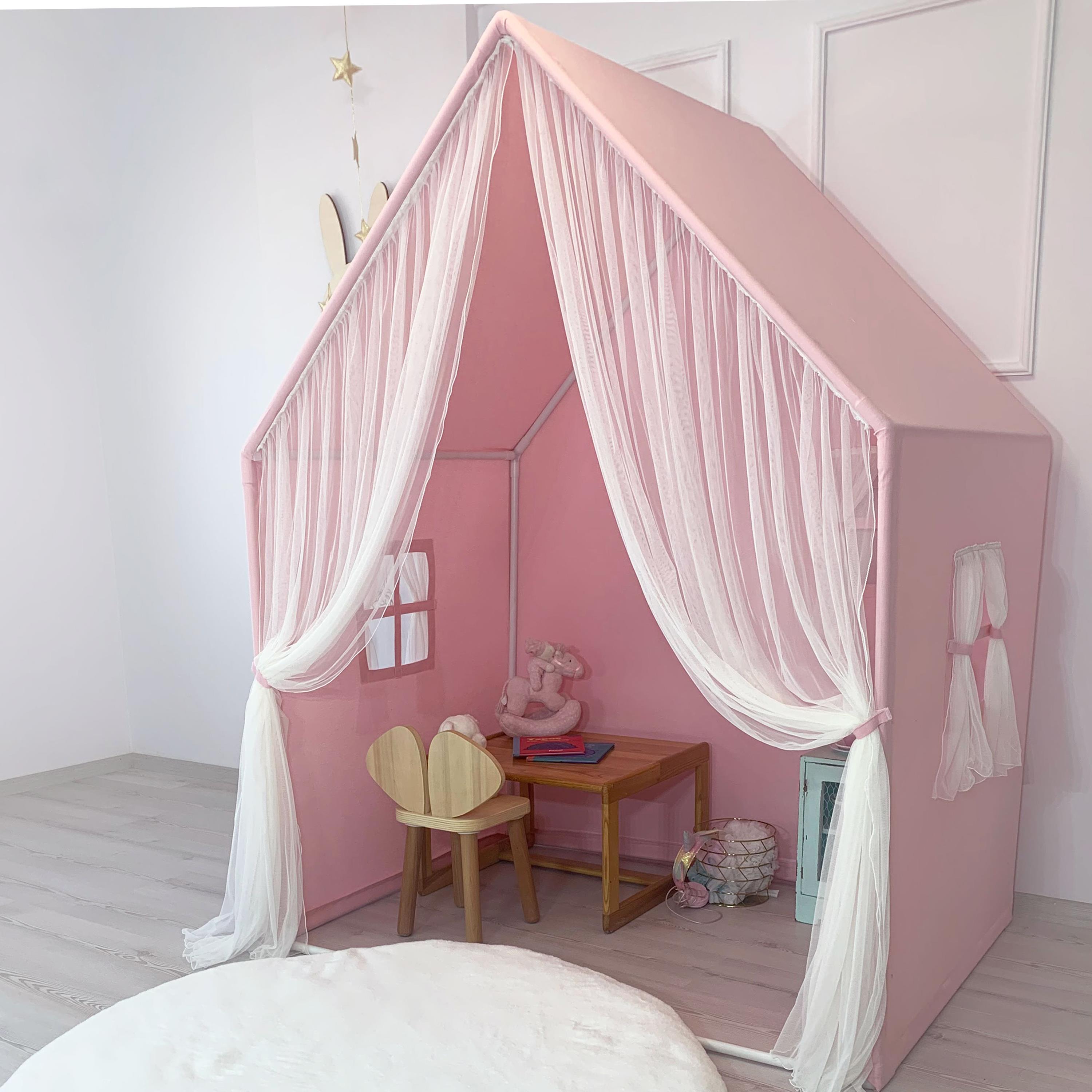 OYUN EVİ MONTESSORI PERDELİ-PEMBE