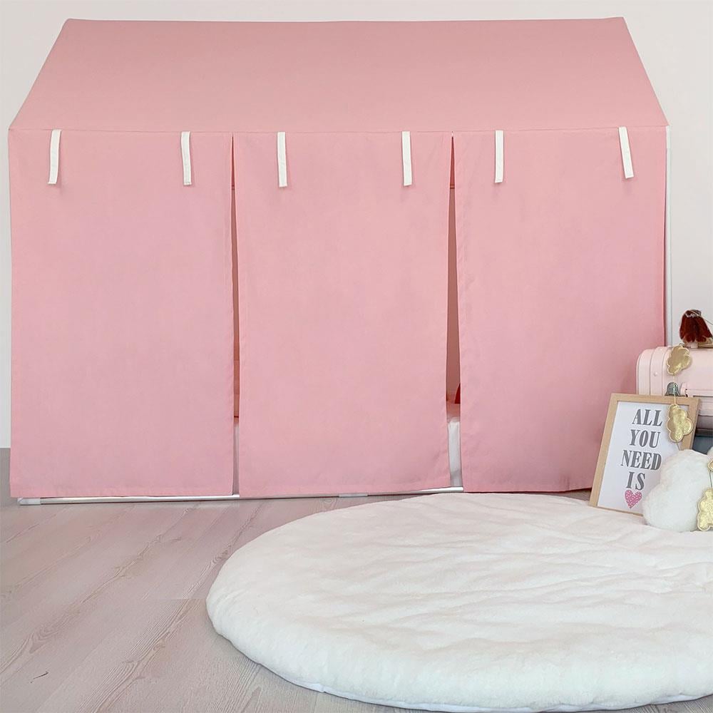 PEMBE ÇATILI PERDELİ TWINSIZE OYUN EVİ