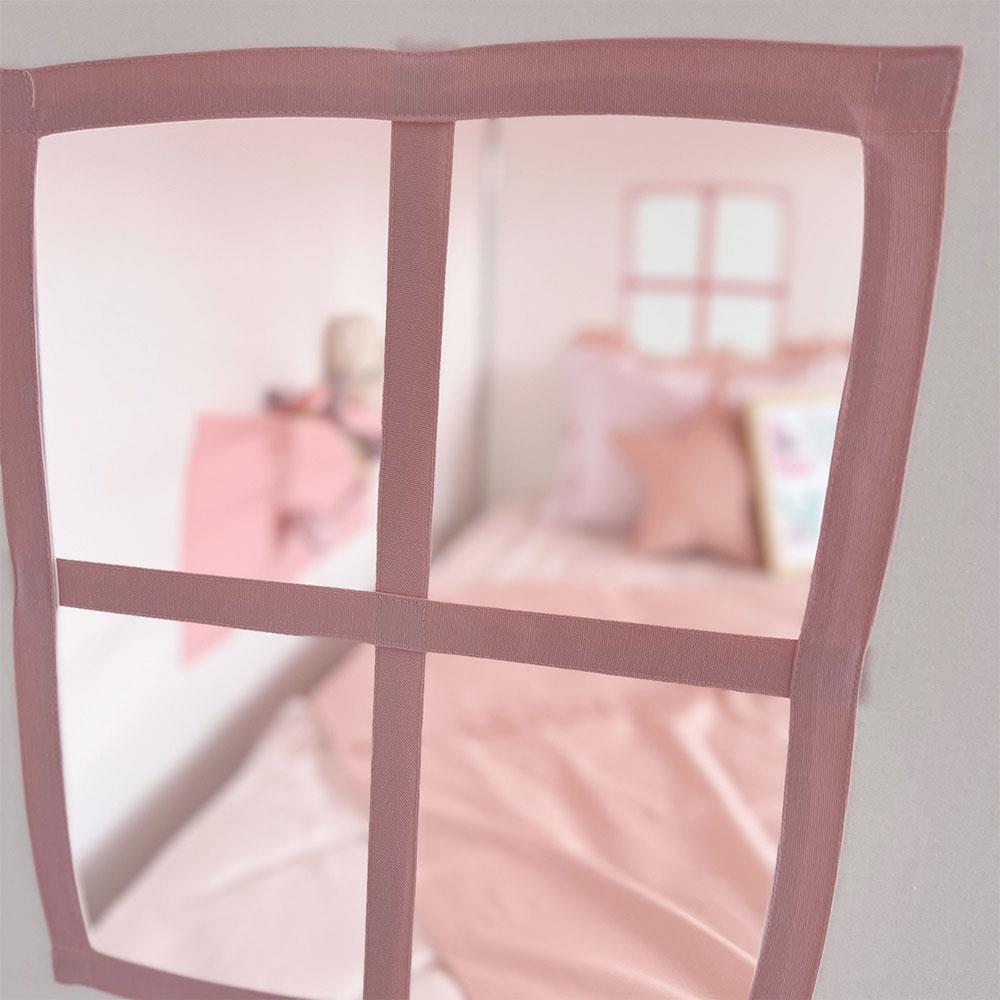 PEMBE ÇATILI PERDELİ TWINSIZE OYUN EVİ