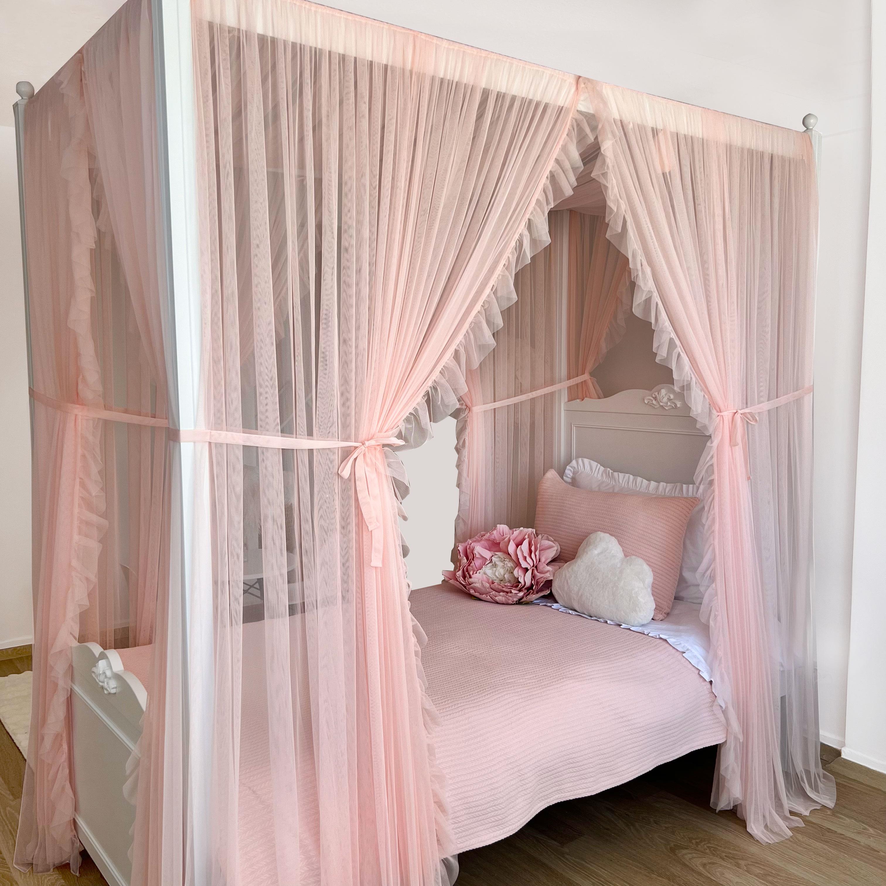 Poster Bed Deluxe with Frill-Baby Pink