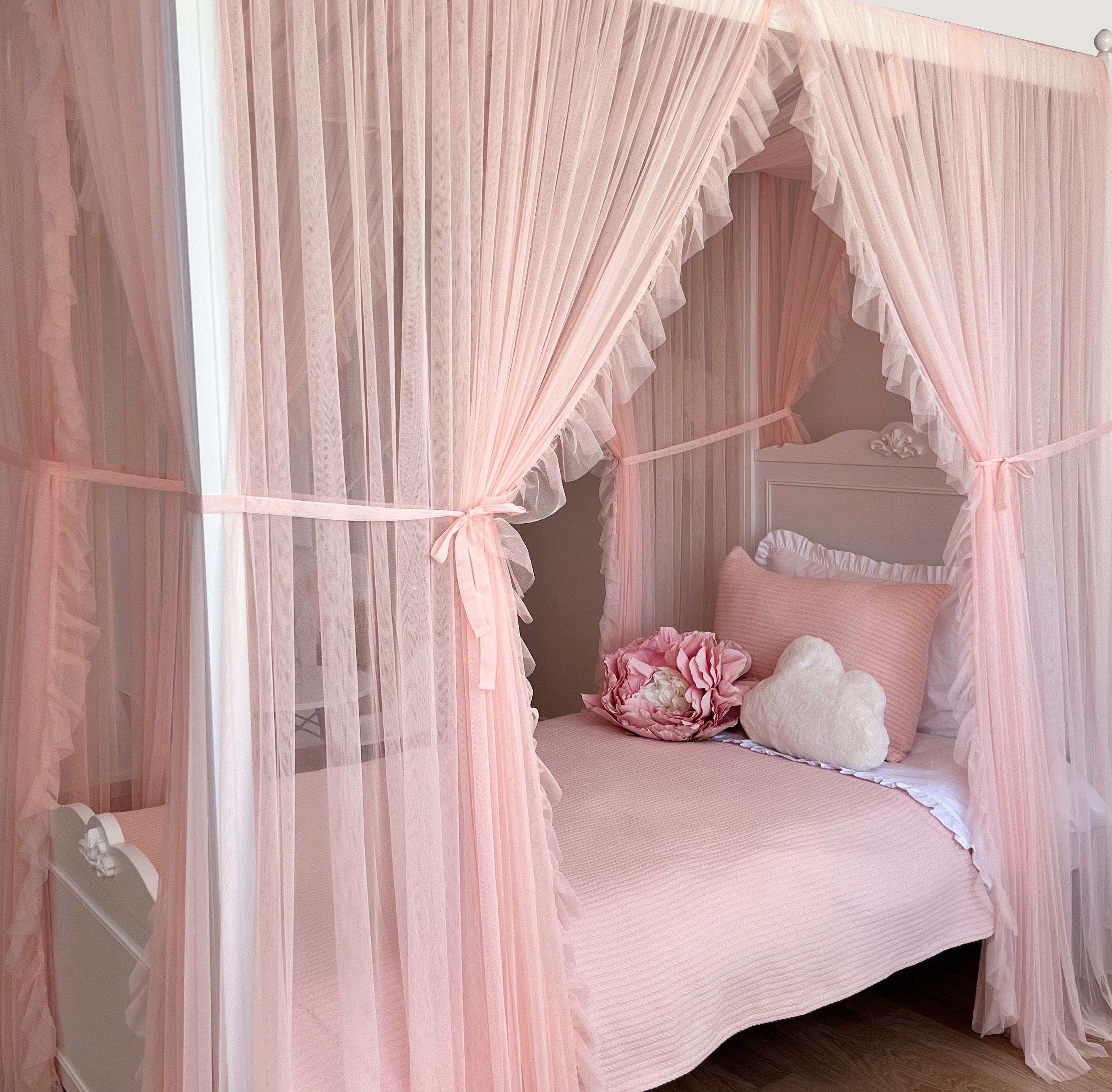 Poster Bed Deluxe with Frill-Baby Pink