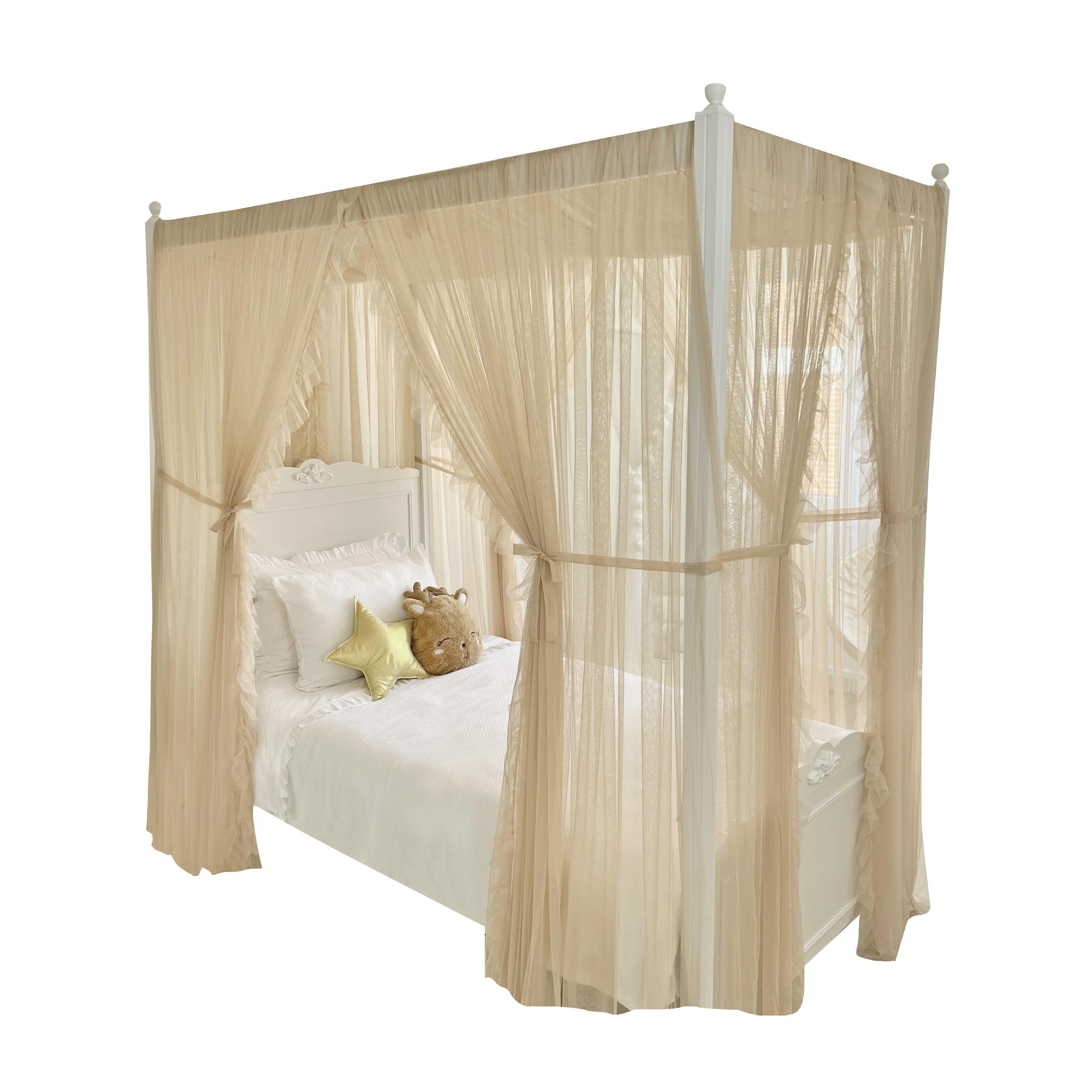 Poster Bed Deluxe with Frill-Beige