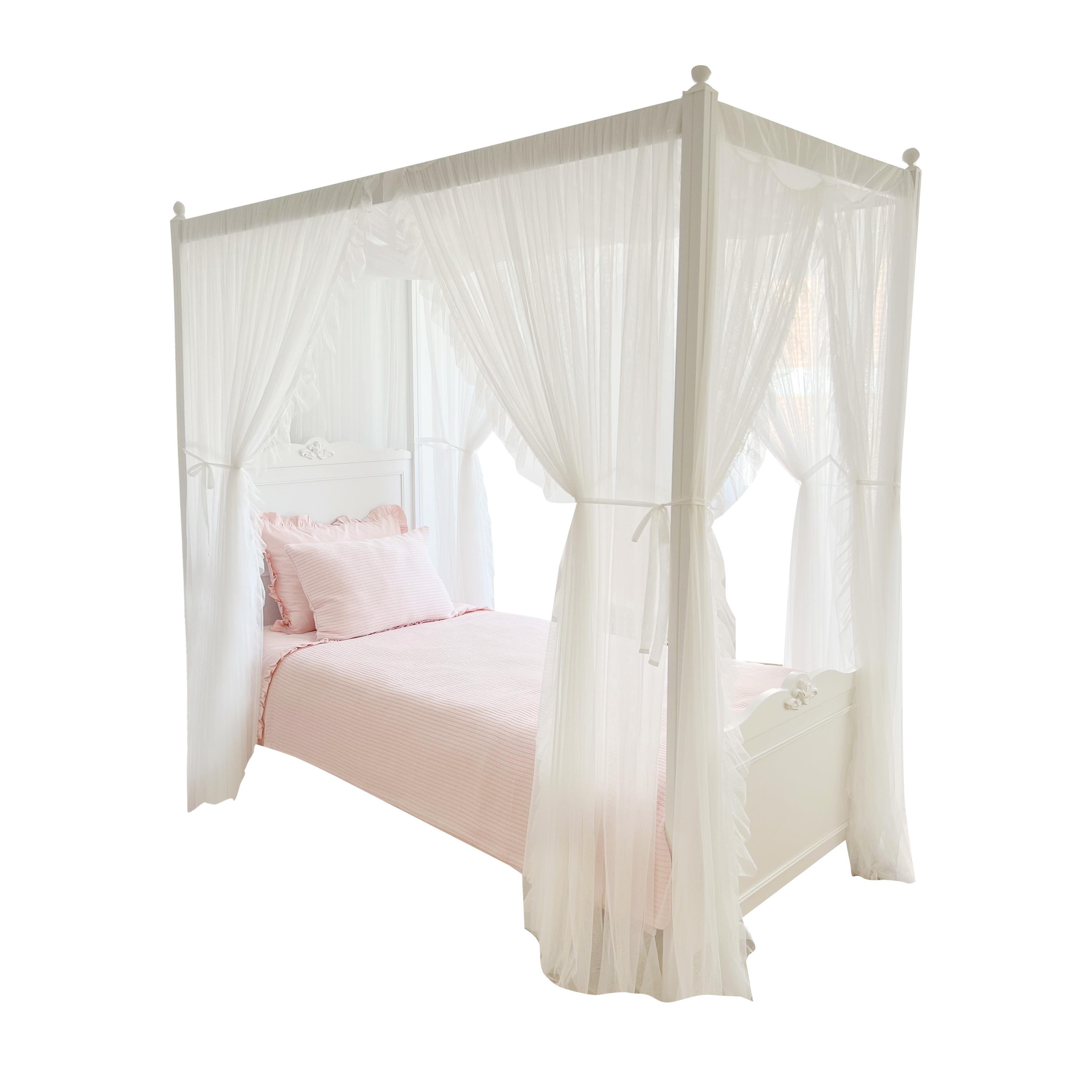 Poster Bed Deluxe with Frill-White