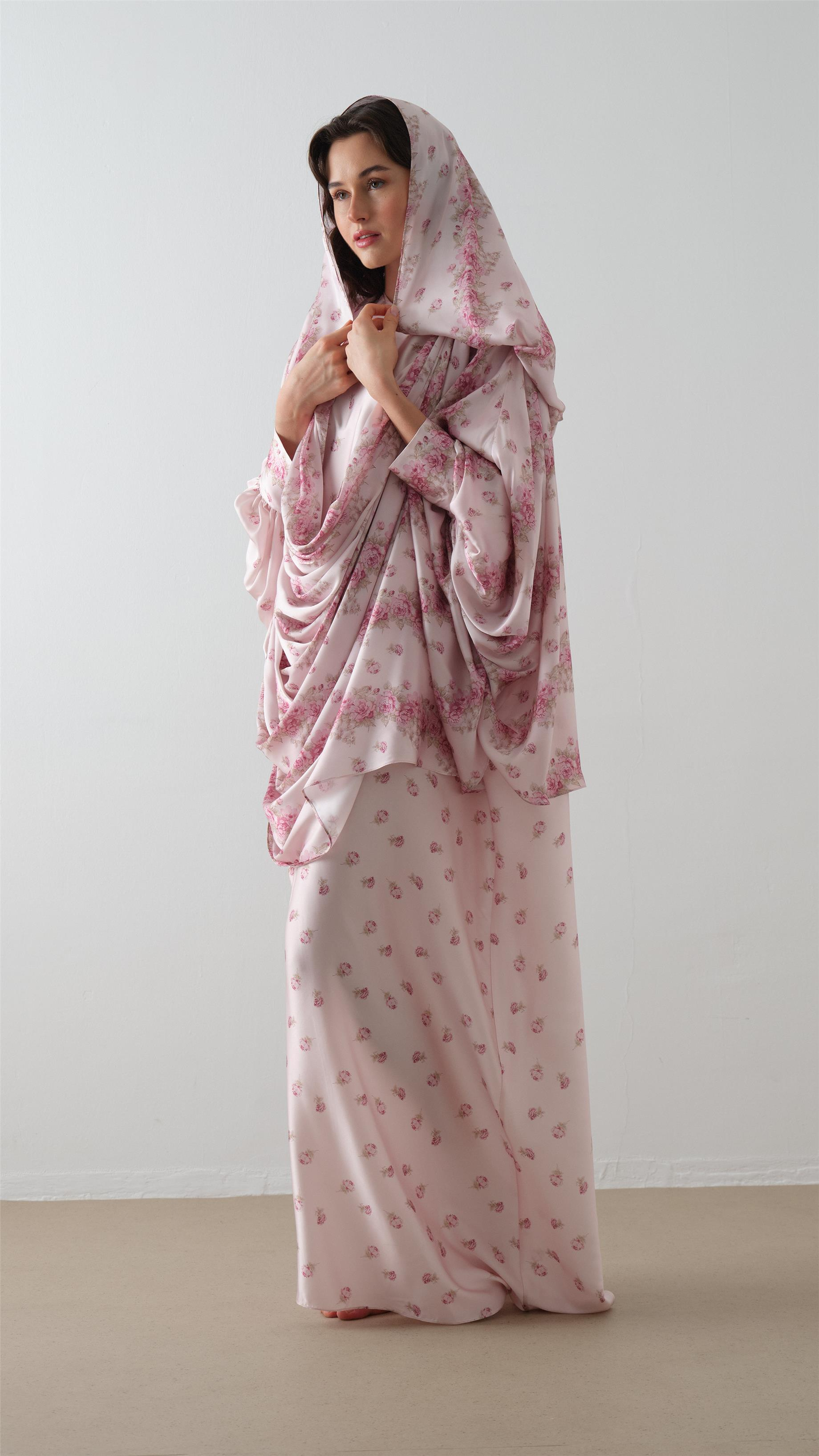 DESENLİ KAFTAN ELBİSE Pudra