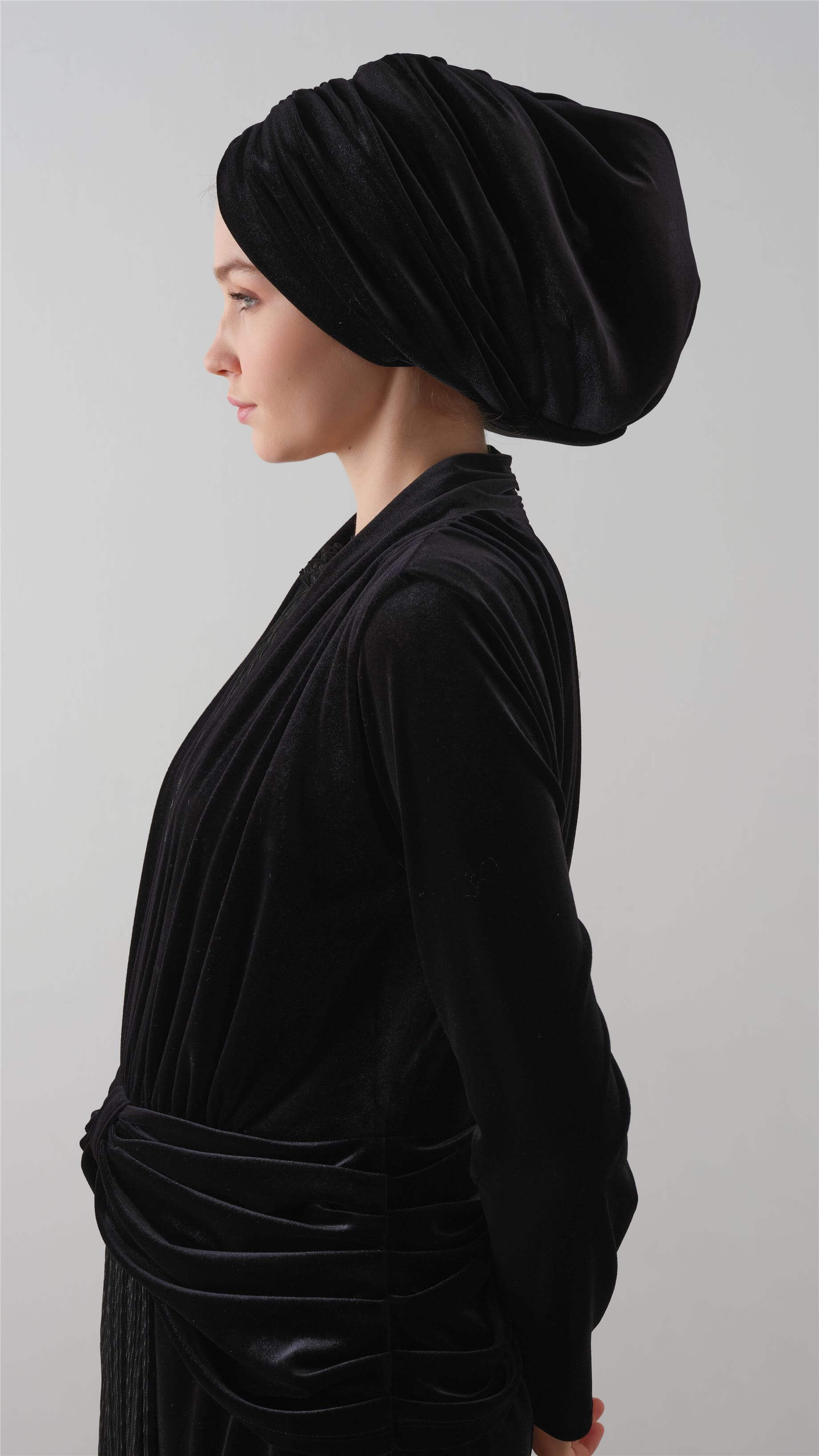 KADİFE DRAPE BONE Siyah