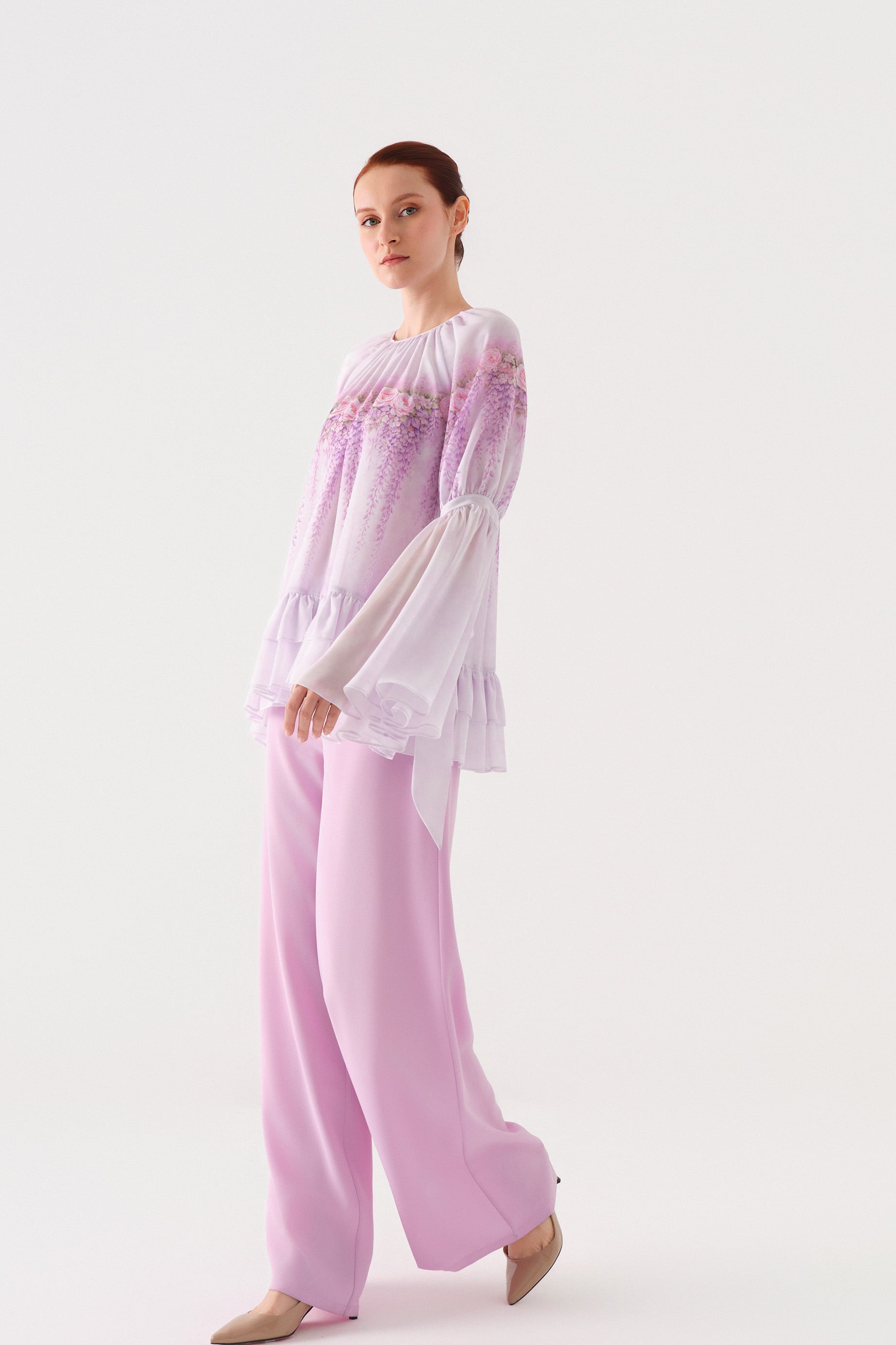 SU DESENLİ TUNİK PANTOLON TAKIM Lila