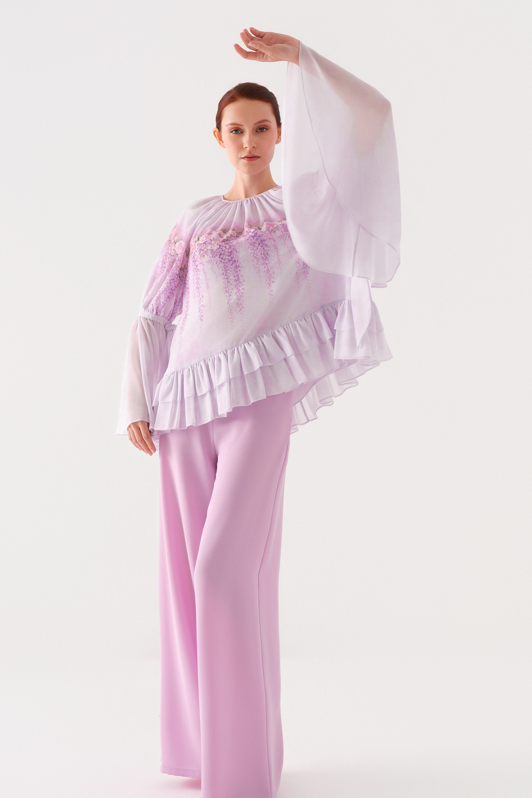 SU DESENLİ TUNİK PANTOLON TAKIM Lila