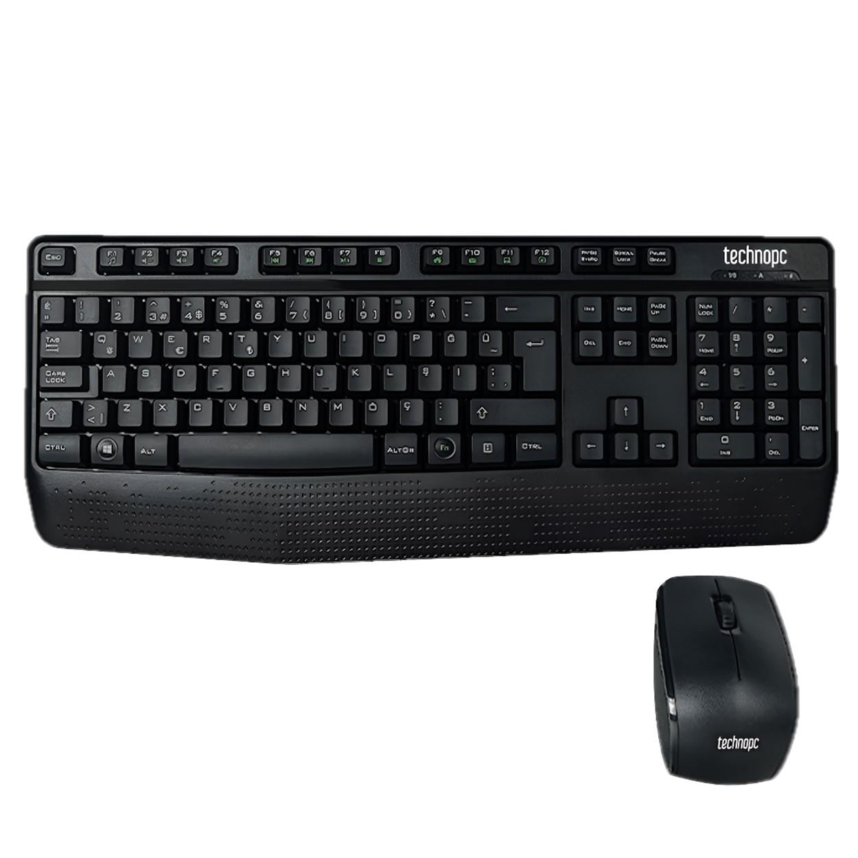 Kablosuz Klavye Mouse Set-Technopc TP-WQ34034 Siyah Q TR 