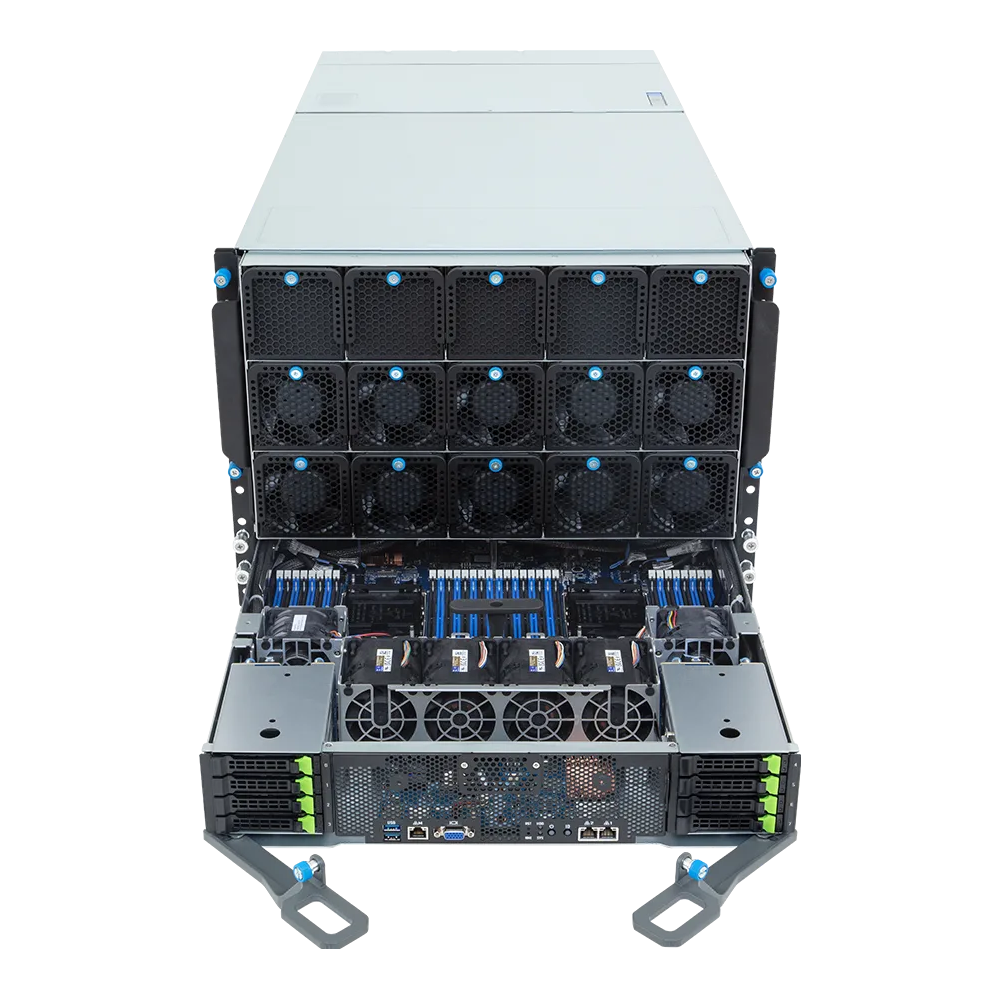 Technopc Pro GPU Server SV1066 2xIntel Xeon Platinum 8558 32x64GB DDR5 RDIMM 3x960TB NVMe SSD 12x15.36TB U.2 NVMe SSD VROC 2x100Gb QSFP28 3000W 80+ Redundant(4+4) PSU Freedos 8U Server