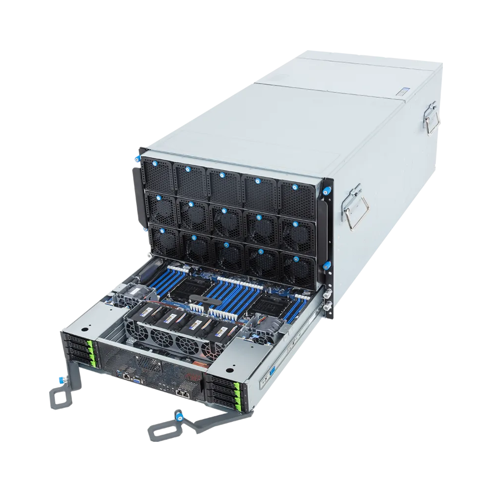 Technopc Pro GPU Server SV1066 2xIntel Xeon Platinum 8558 32x64GB DDR5 RDIMM 3x960TB NVMe SSD 12x15.36TB U.2 NVMe SSD VROC 2x100Gb QSFP28 3000W 80+ Redundant(4+4) PSU Freedos 8U Server