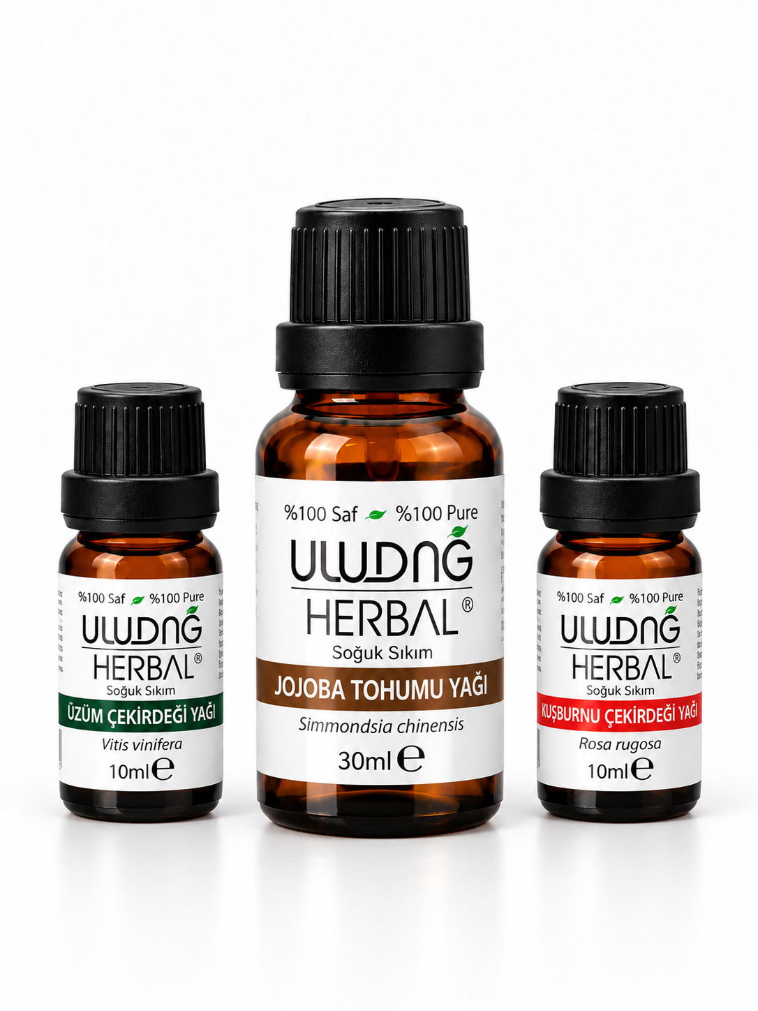 Doğal Cilt Bakım Yağları Seti (-30 ml Jojoba Yağı - 10 ml Kuşburnu Çekirdeği Yağı - 10 ml Üzüm Çekirdeği Yağı)