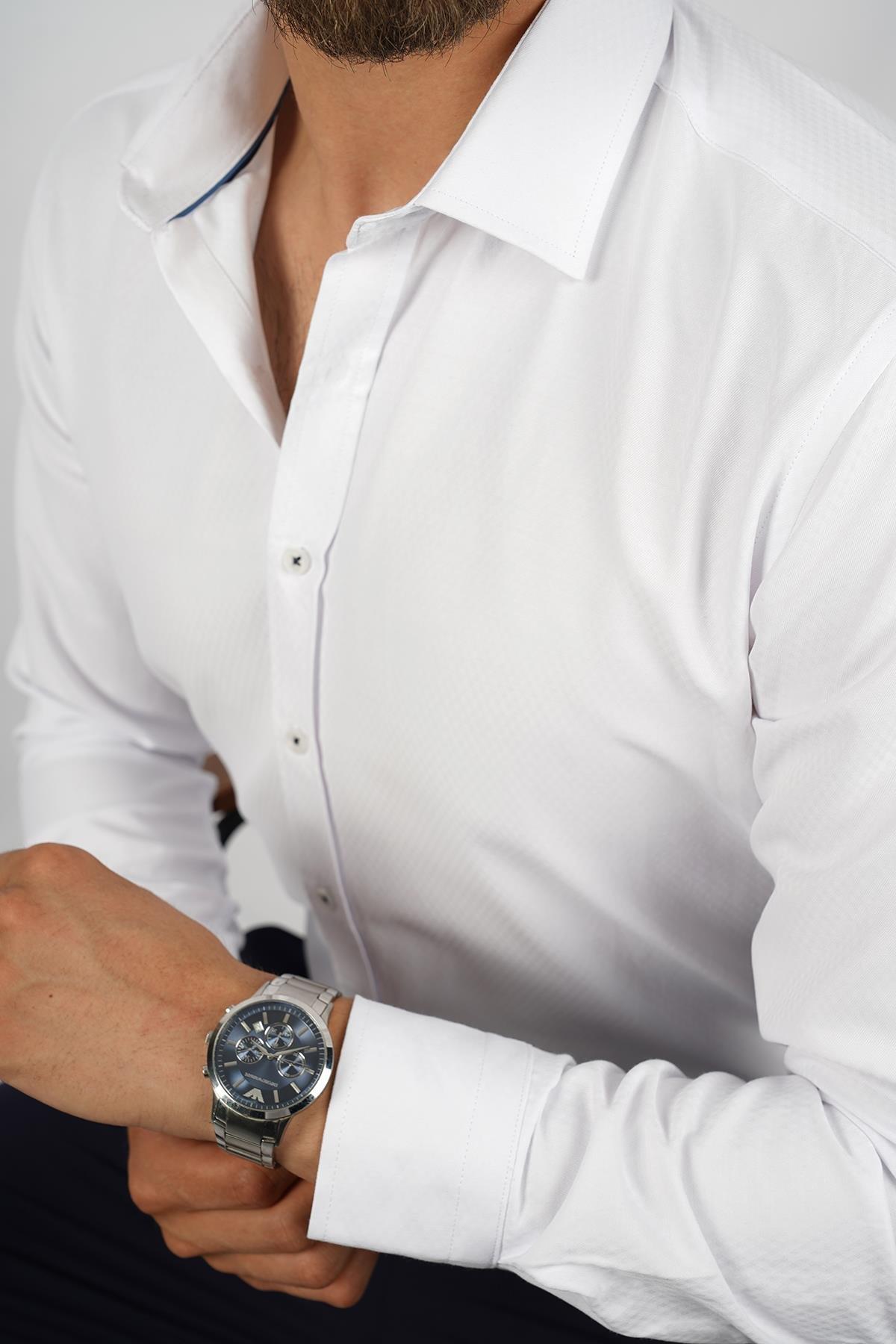 EtikmenBeyaz Baklava Desen Slimfit Hediye Kutulu Erkek GömlekGÖMLEK MODELLERİ