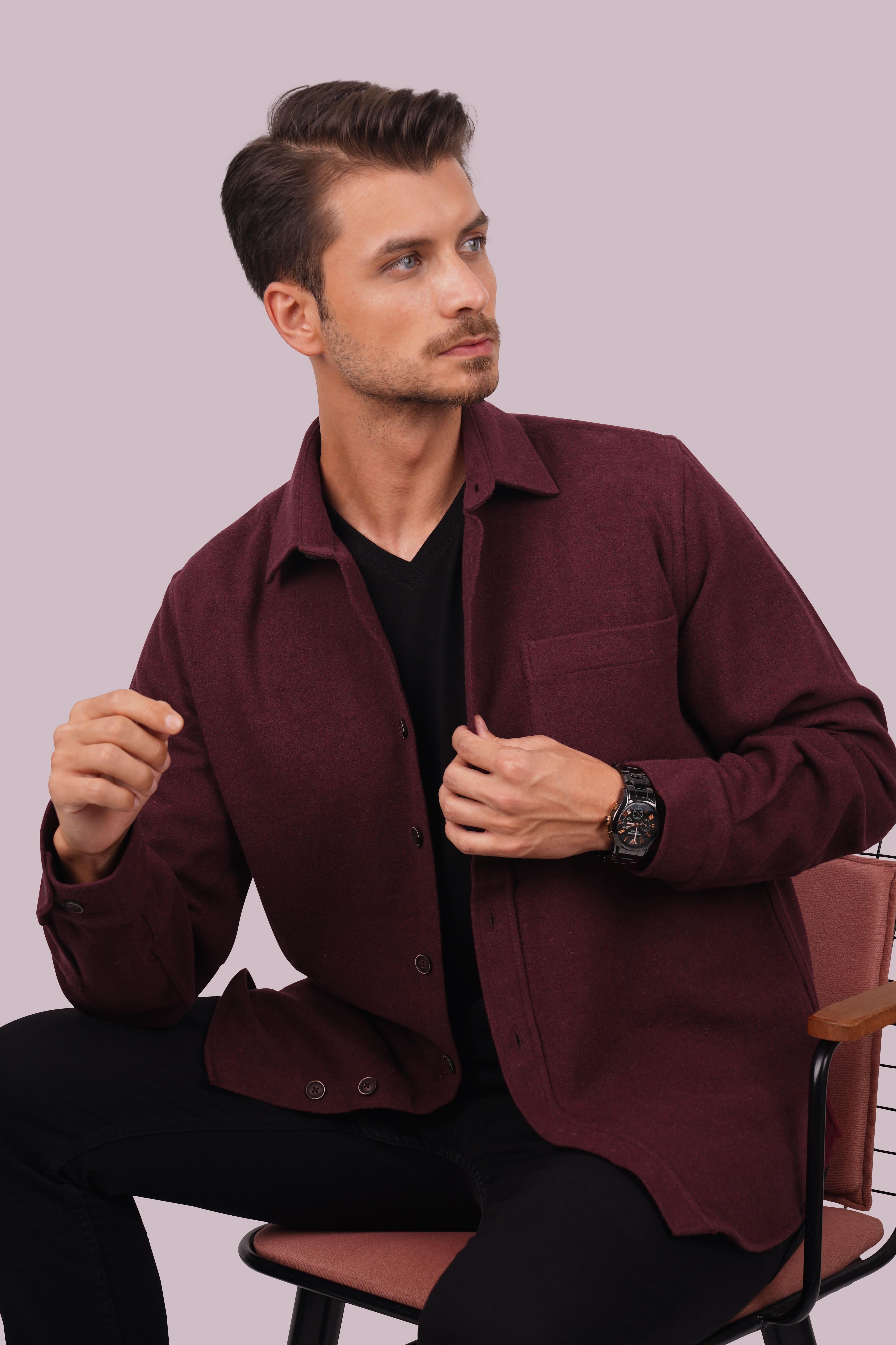 EtikmenBordo Düz Oversize Oduncu Hediye Kutulu Erkek GömlekGÖMLEK MODELLERİ