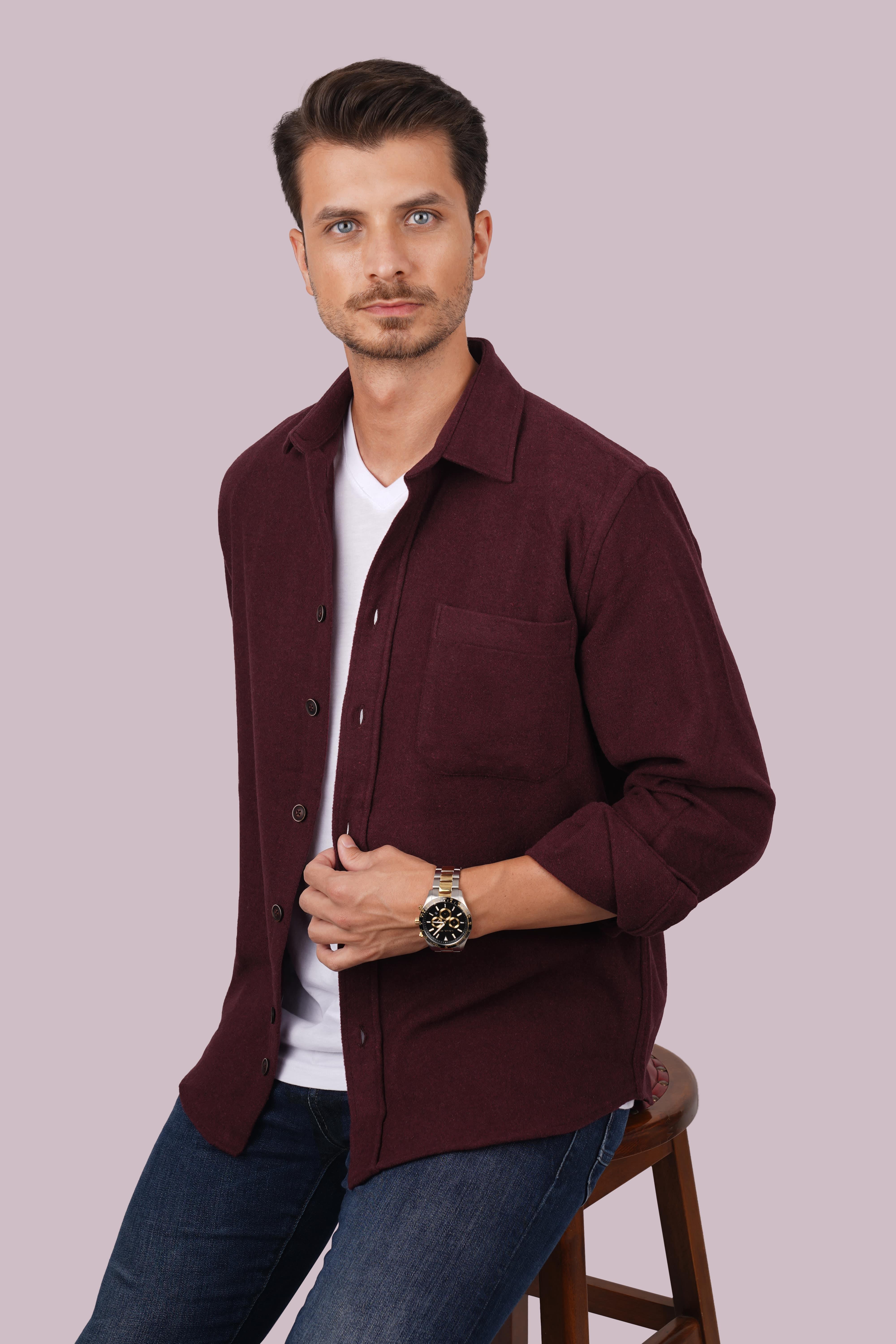 EtikmenBordo Düz Oversize Oduncu Hediye Kutulu Erkek GömlekGÖMLEK MODELLERİ