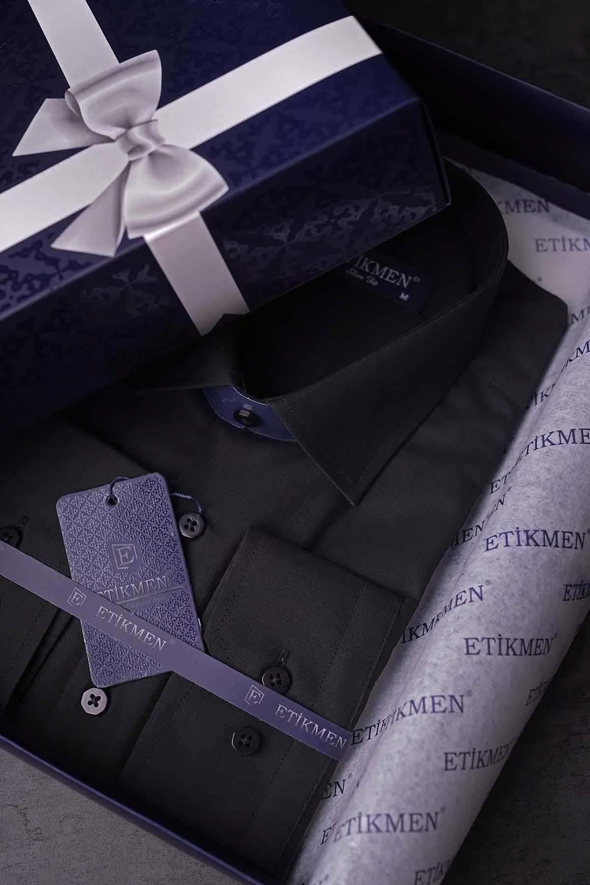 EtikmenKolay Ütülenebilir Siyah Dakron Hediye Kutulu Erkek GömlekGÖMLEK MODELLERİ