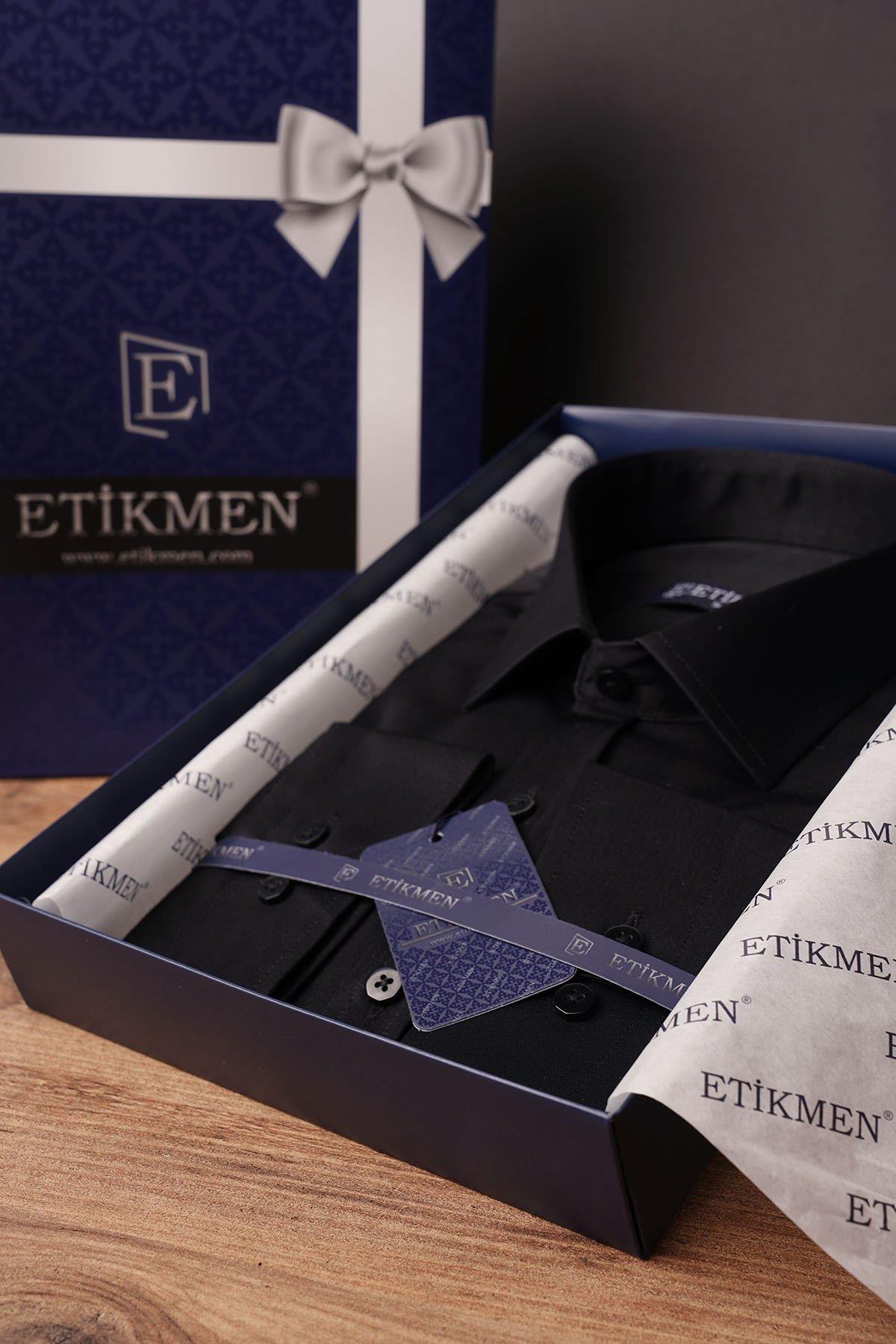 EtikmenSiyah Saten Slimfit Hediye Kutulu Erkek GömlekGÖMLEK MODELLERİ