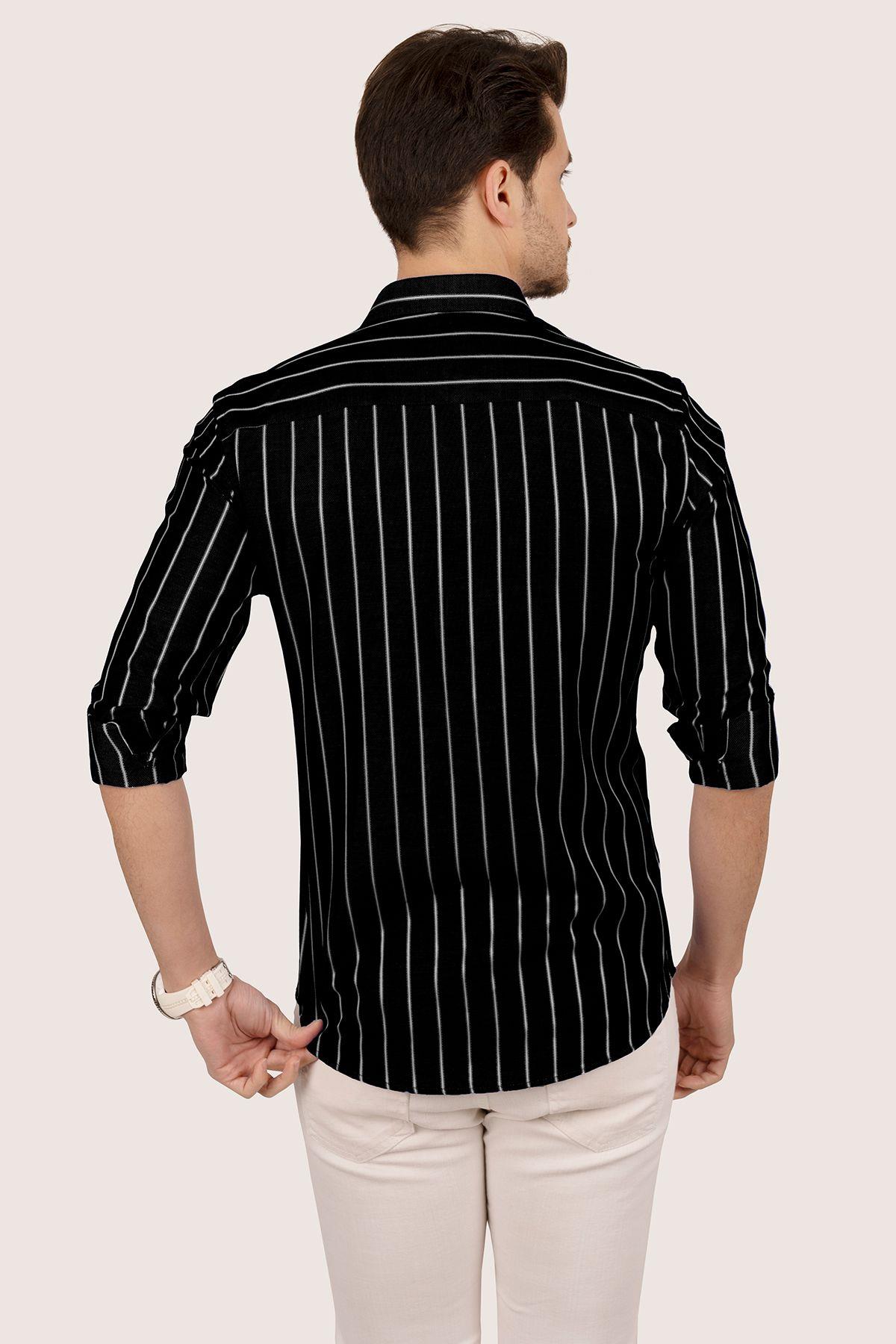 EtikmenSiyah Beyaz Çizgili Slimfit Hediye Kutulu Erkek GömlekKlasik Gömlek Modelleri