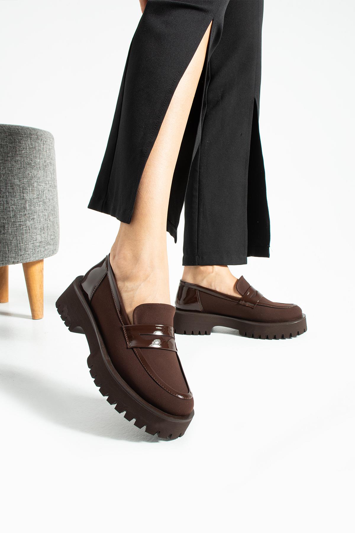 Kadın Yüksek Taban Günlük Loafer Vela - Kahve